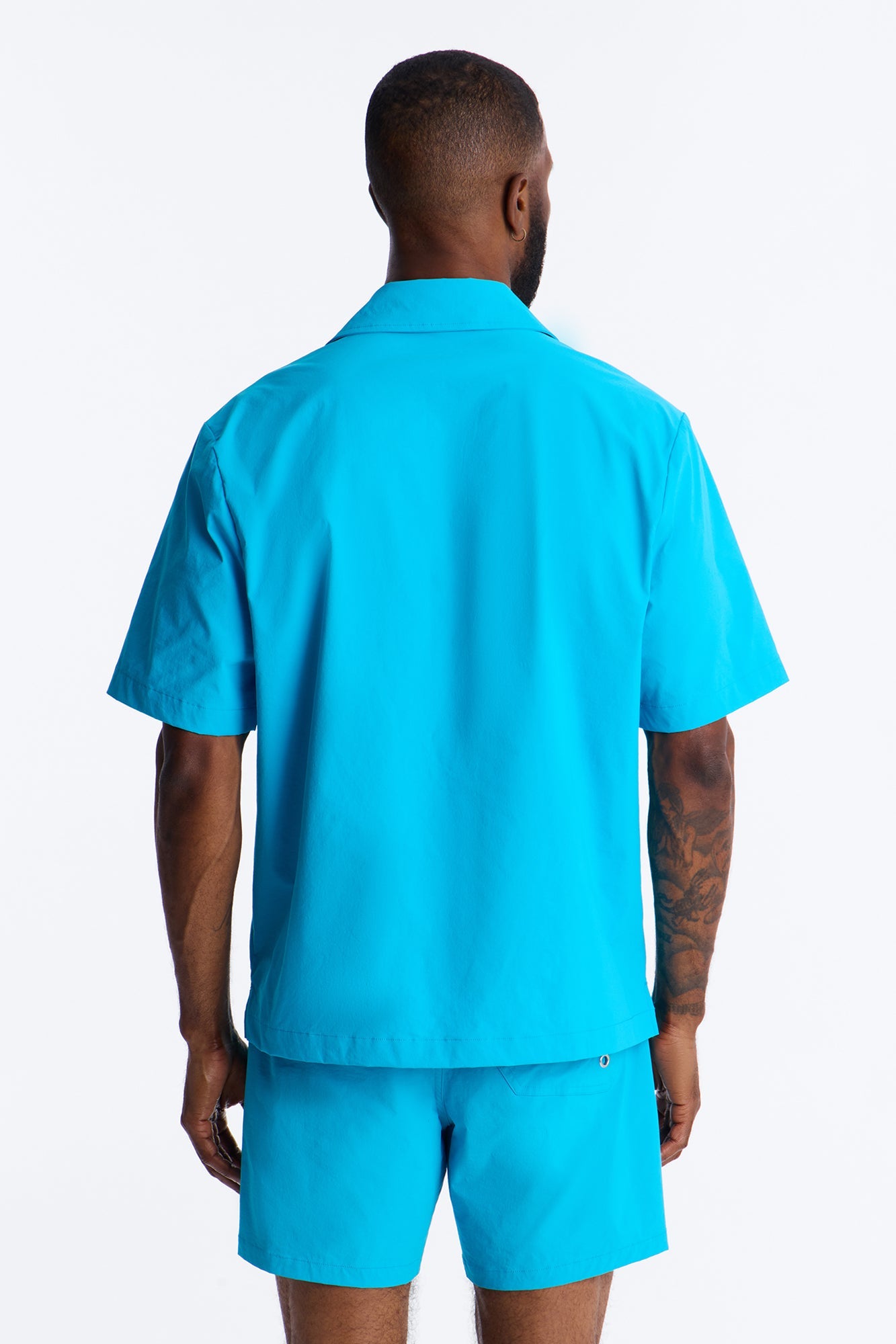 Montez Cuban Collar Button Up Shirt - Blue
