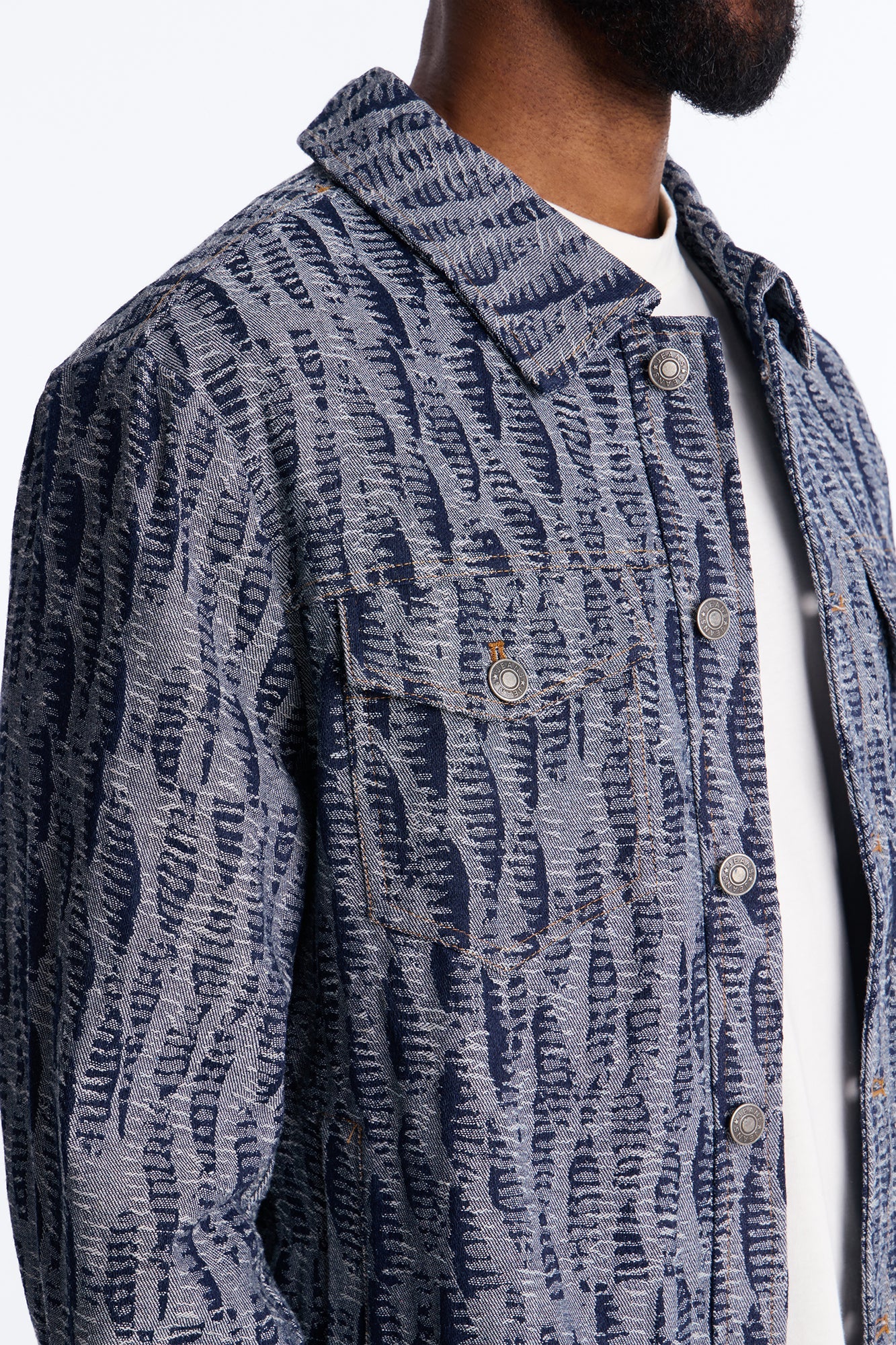 Cropped Matrix Denim Trucker Jacket - Dark Wash