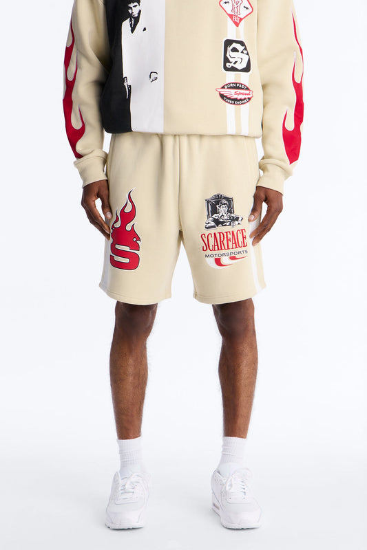 Scarface Embroidery Patch Sweatshorts - Khaki