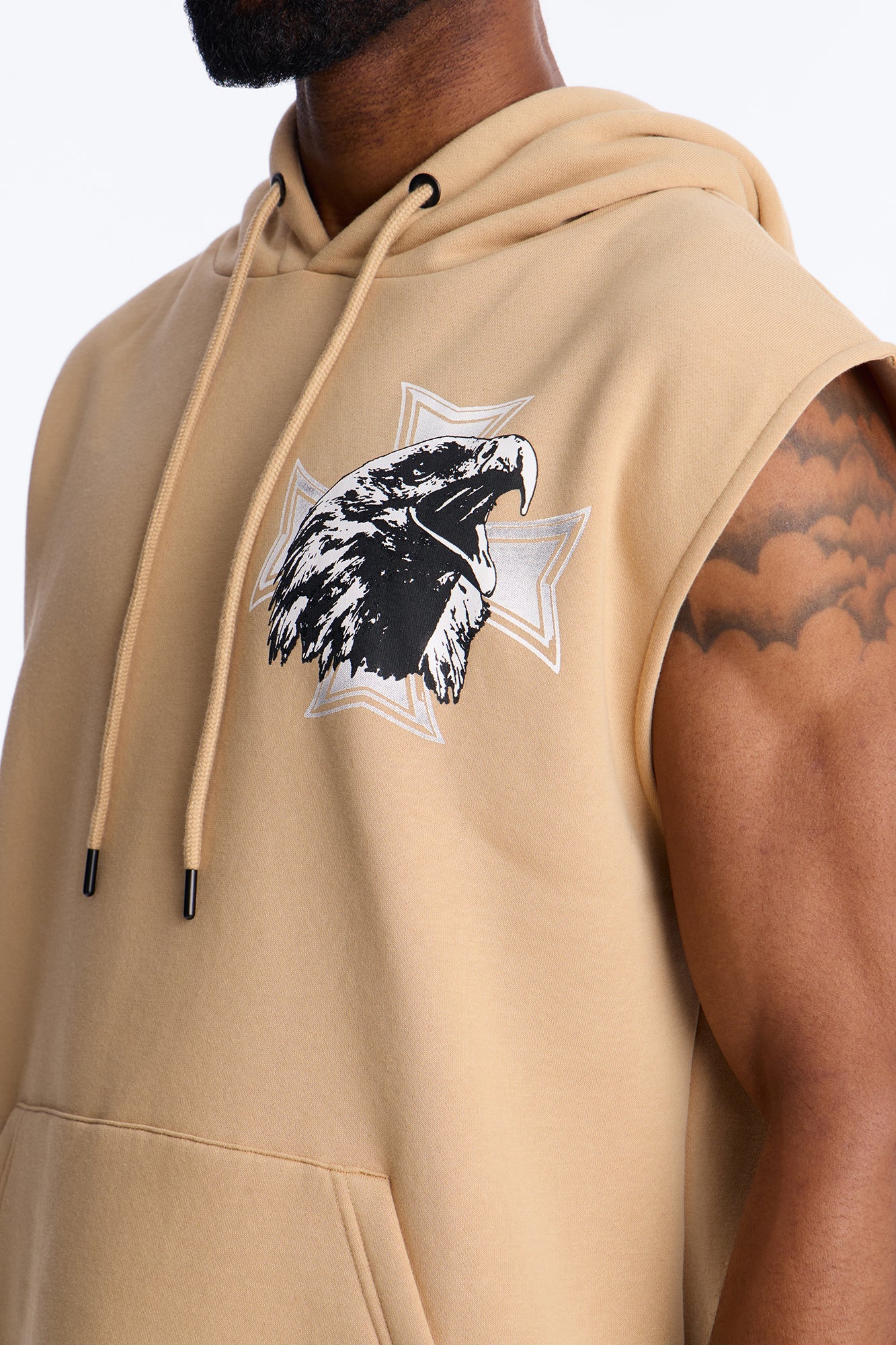 Fly Eagles Sleeveless Hoodie - Khaki