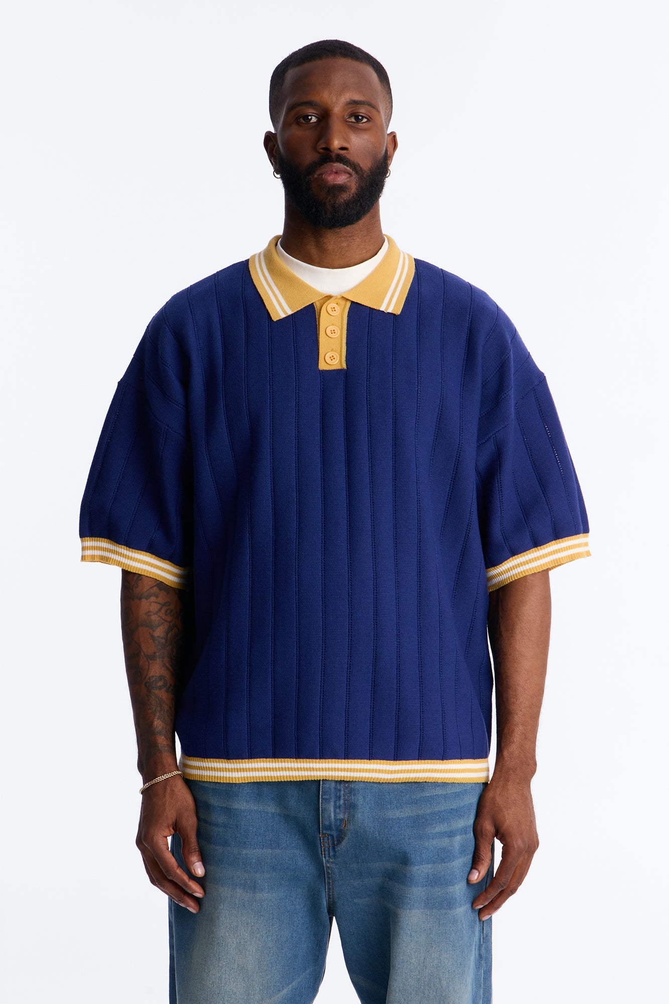 Singleton Short Sleeve Knit Polo - Navy