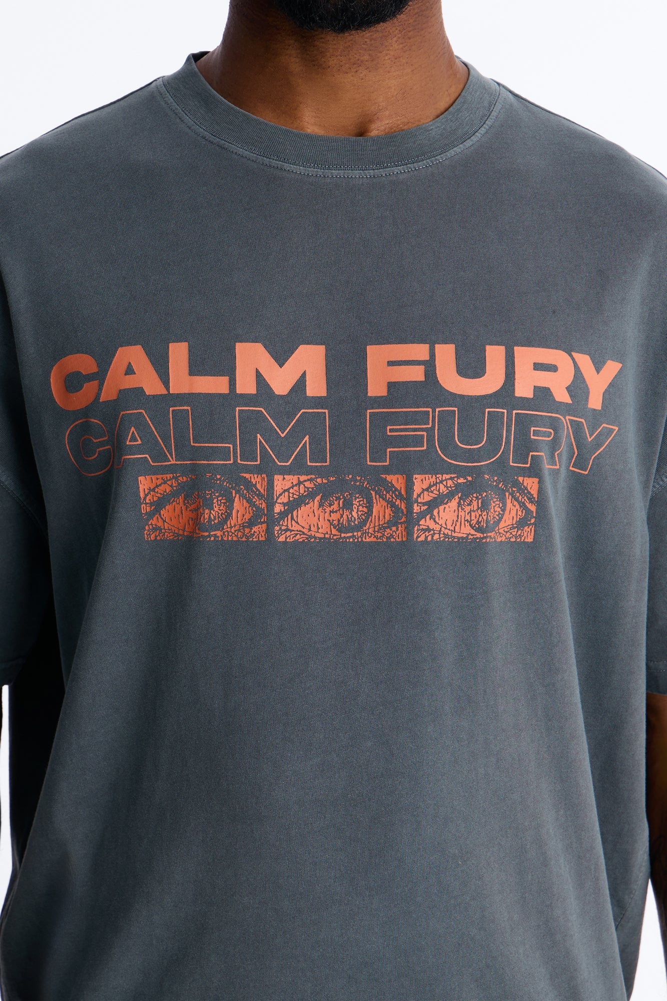 Calm Fury Oversized Short Sleeve Tee - Grey