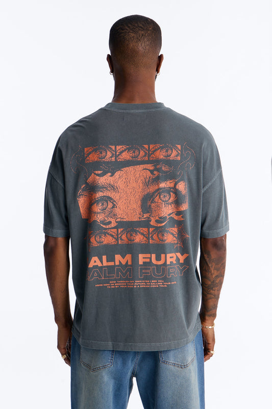 Calm Fury Oversized Short Sleeve Tee - Grey