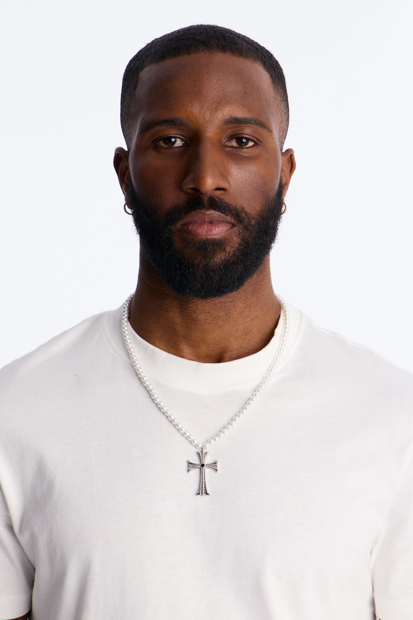 Holy Pearls Cross Necklace - Silver