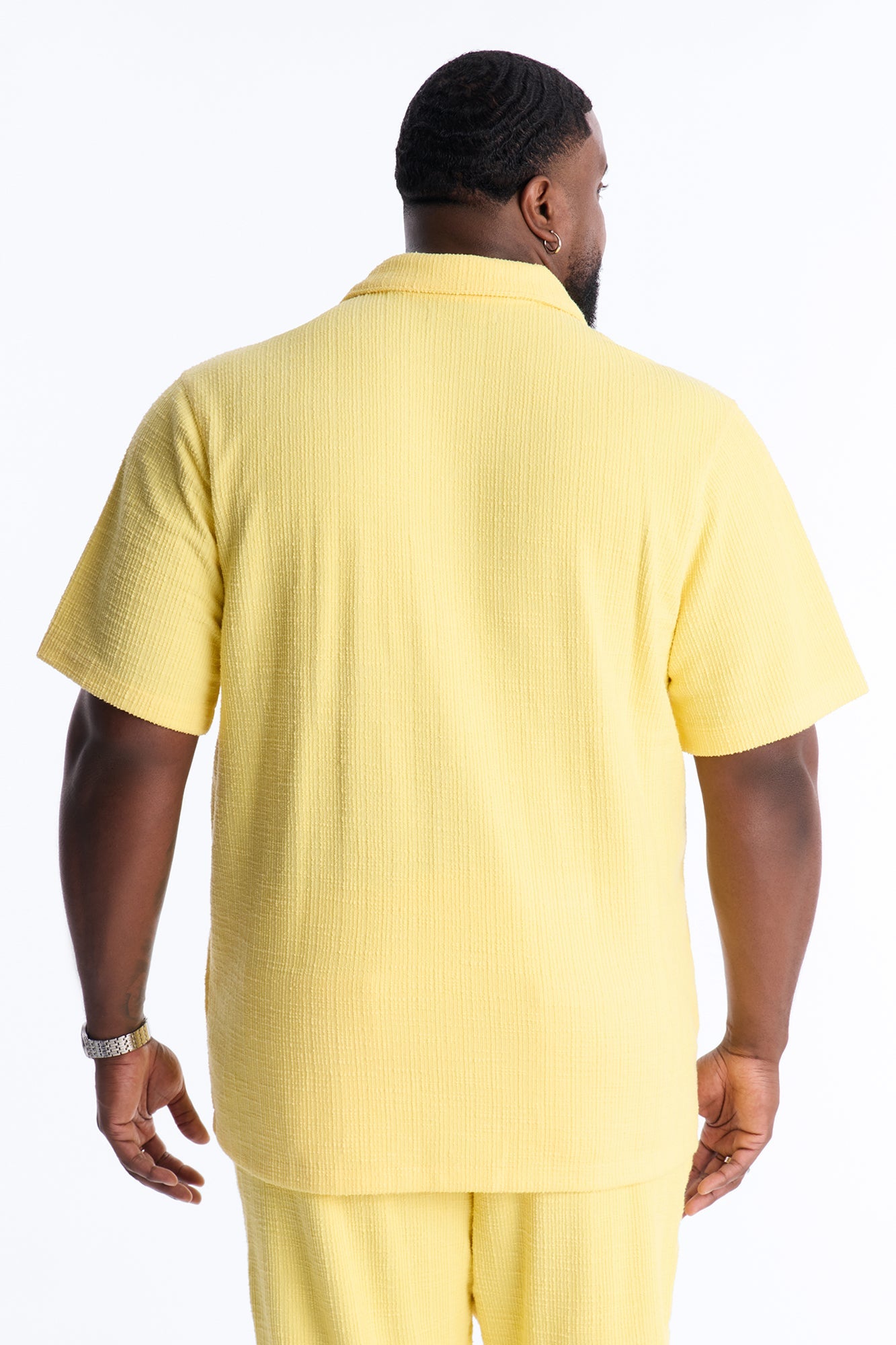Dean Textured Short Sleeve Button Up Shirt - Butter Yellow