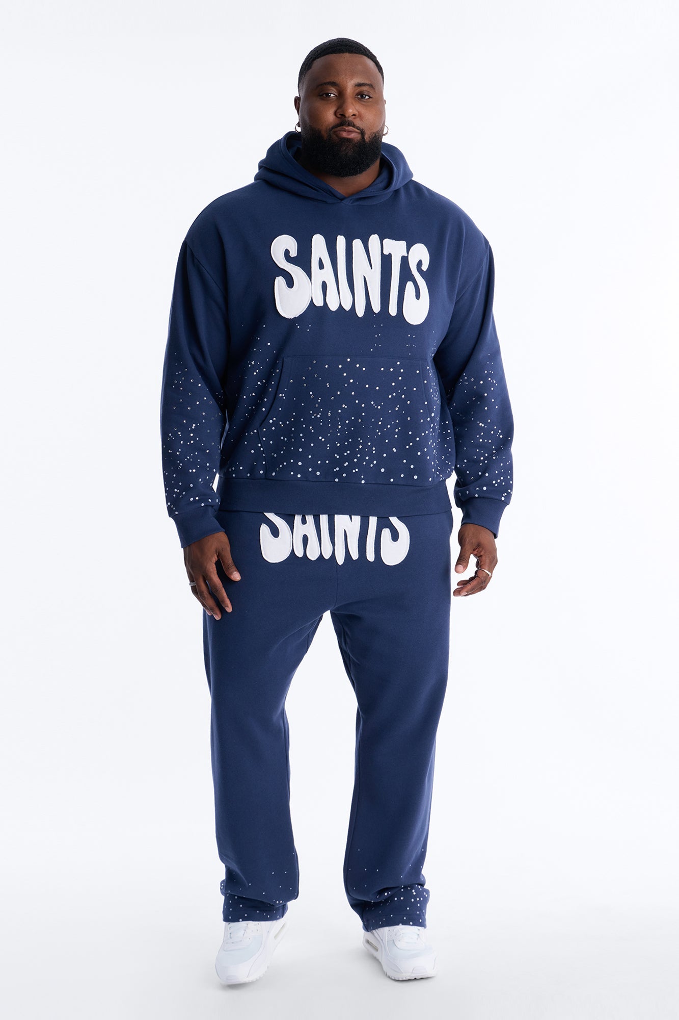 Saints Rhinestones Sweatpants - Navy