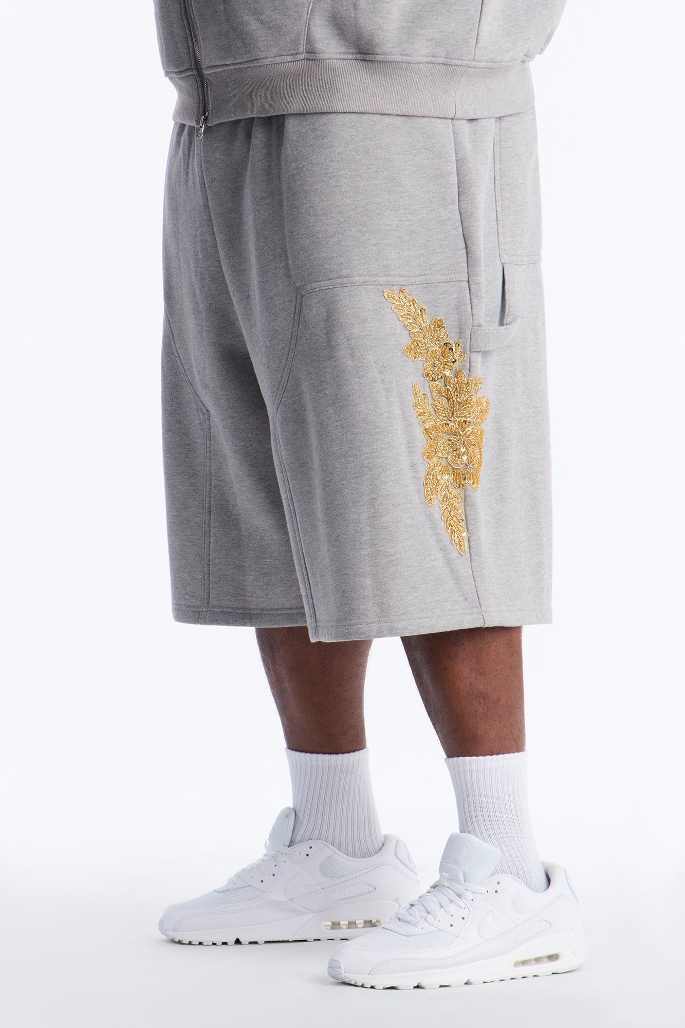 Baggy Rogue Sequin Applique Sweatshort - Grey