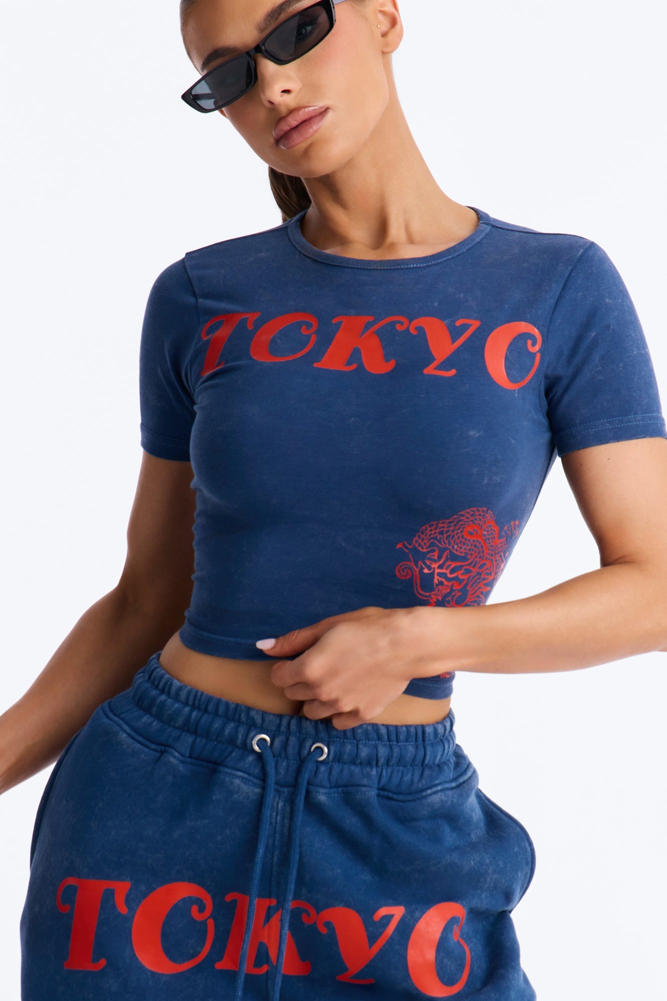 Tokyo Fleece Wide Leg Pant Set - Blue