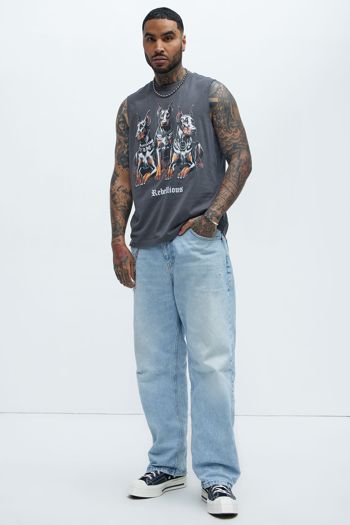 Rebellious Muscle Tee - Charcoal