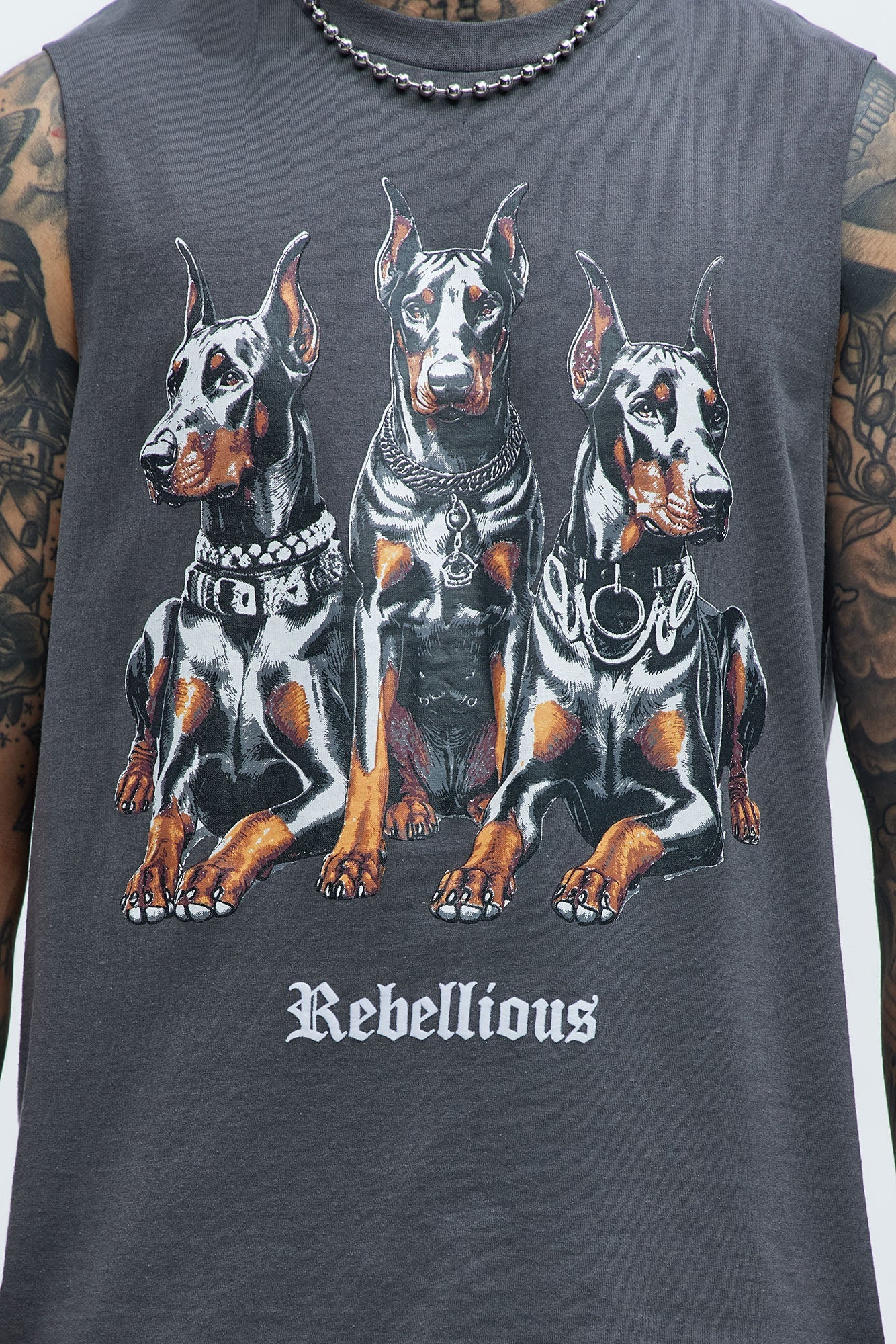 Rebellious Muscle Tee - Charcoal