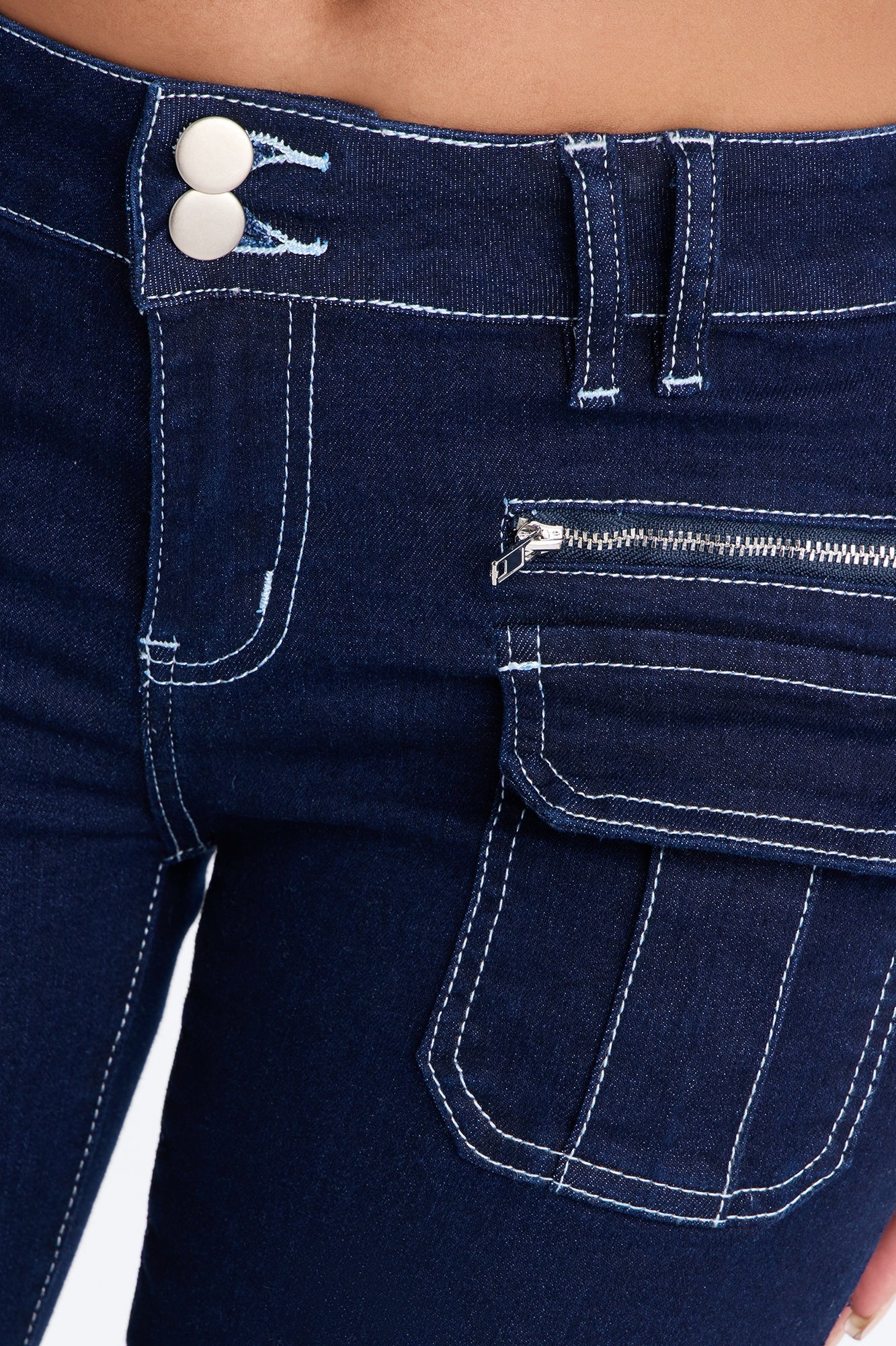 In Motion Low Rise Stretch Capri Jeans - Dark Wash NEWFASHIONEDGE