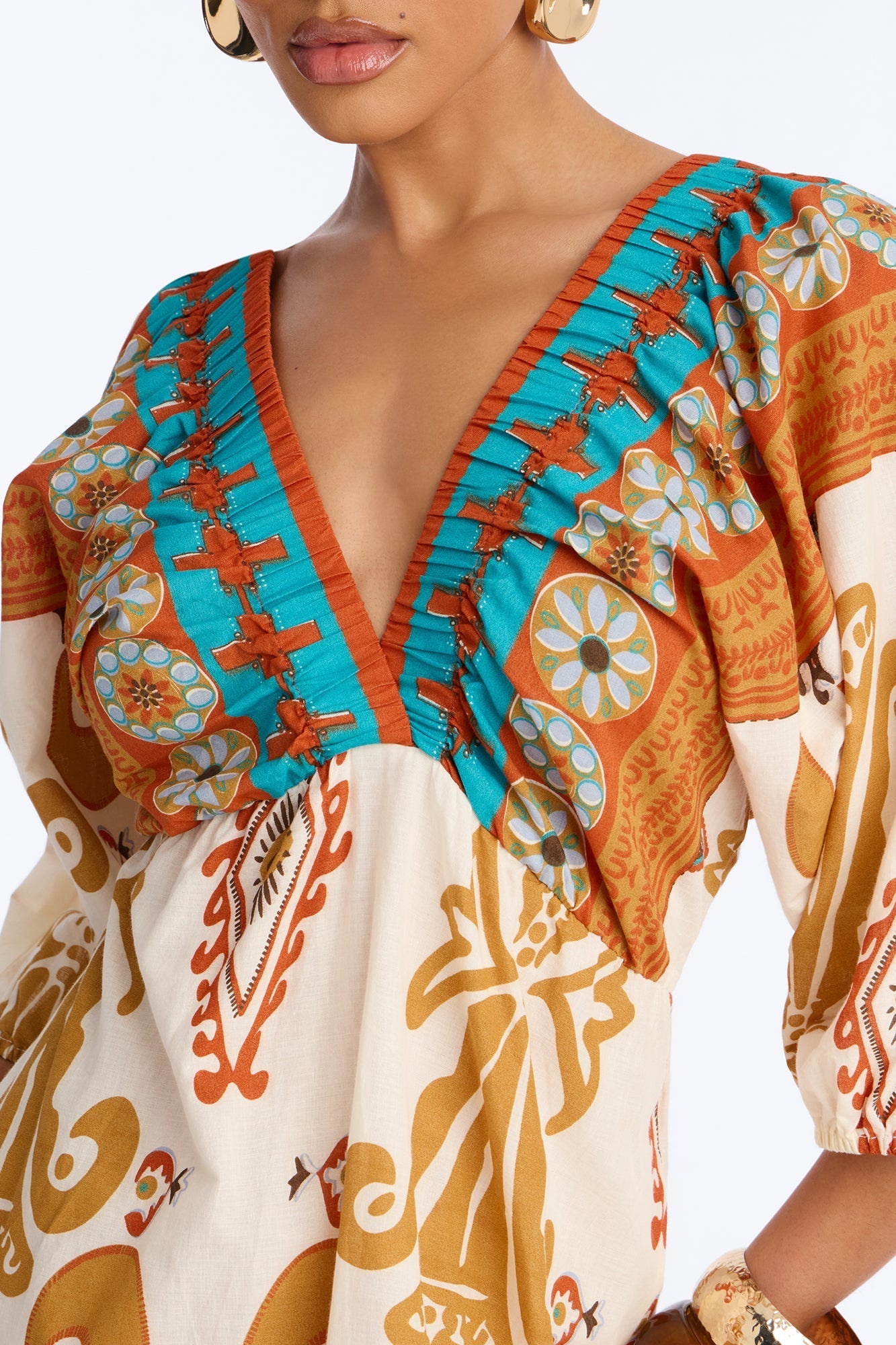 Kayla Printed Maxi Dress - Ivory/combo NEWFASHIONEDGE