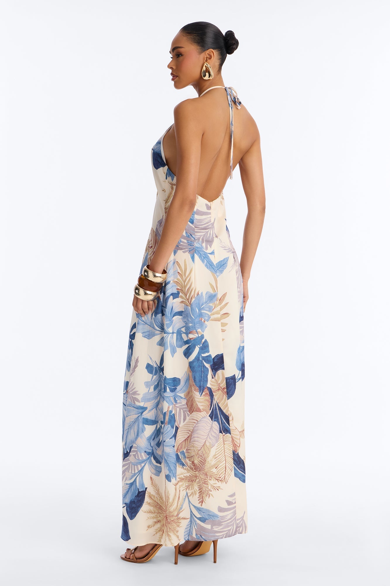 Maui Tropical Keyhole Maxi Dress - Blue/combo NEWFASHIONEDGE