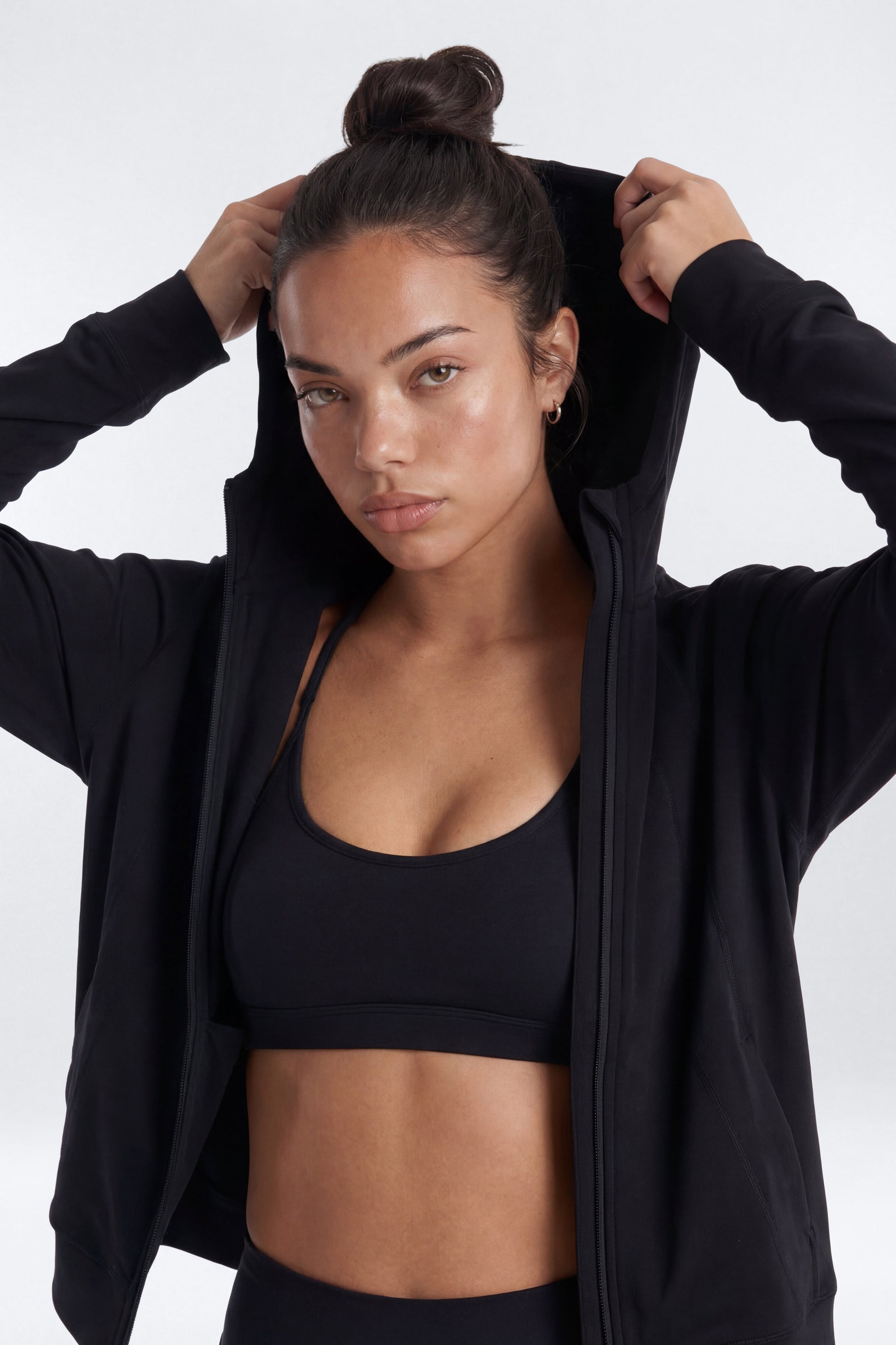 ProStretch™ Front Zip Hoodie Jacket - Black NEWFASHIONEDGE