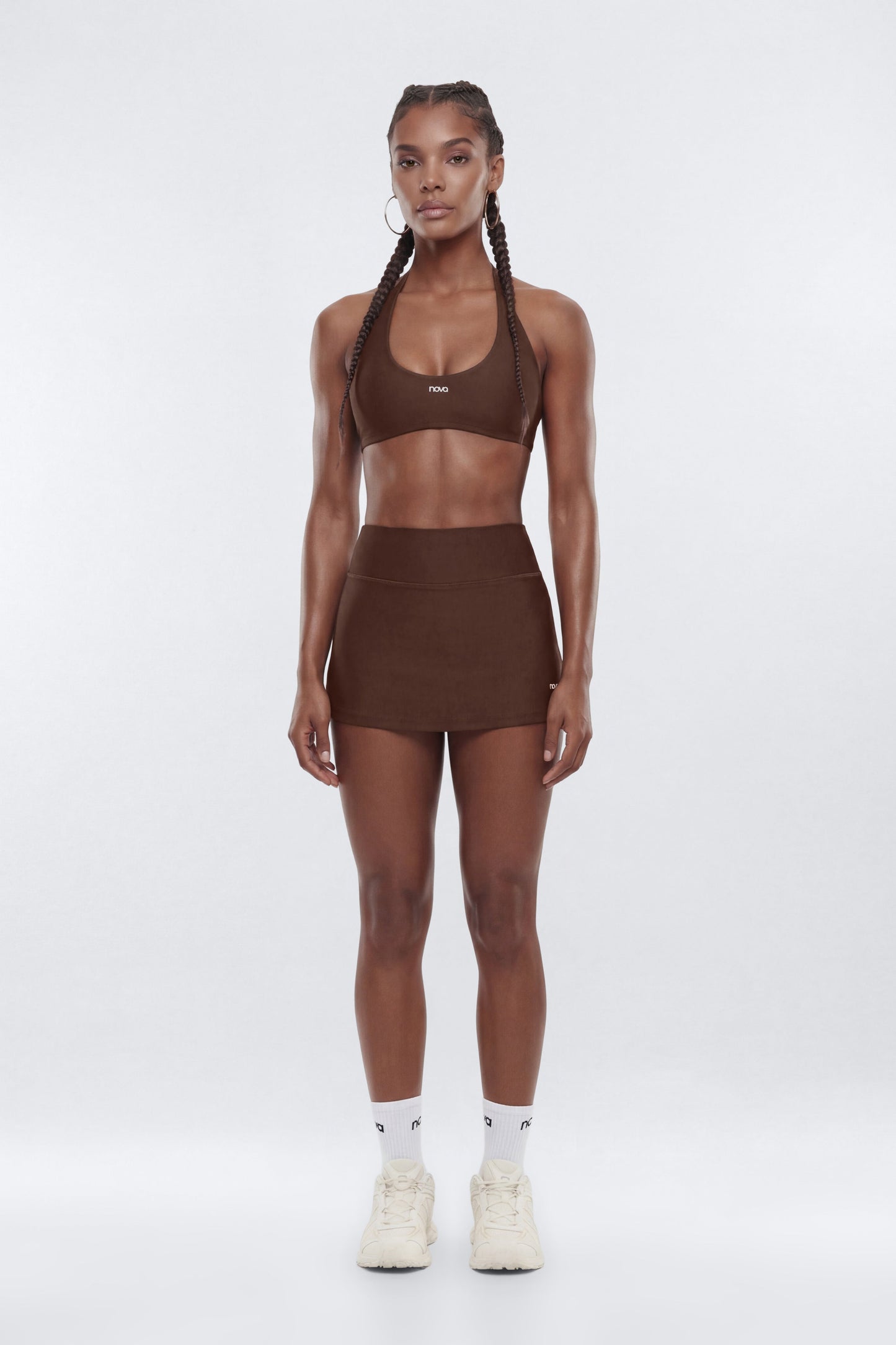 AirSculpt™ Scoop Halter Sports Bra - Brown