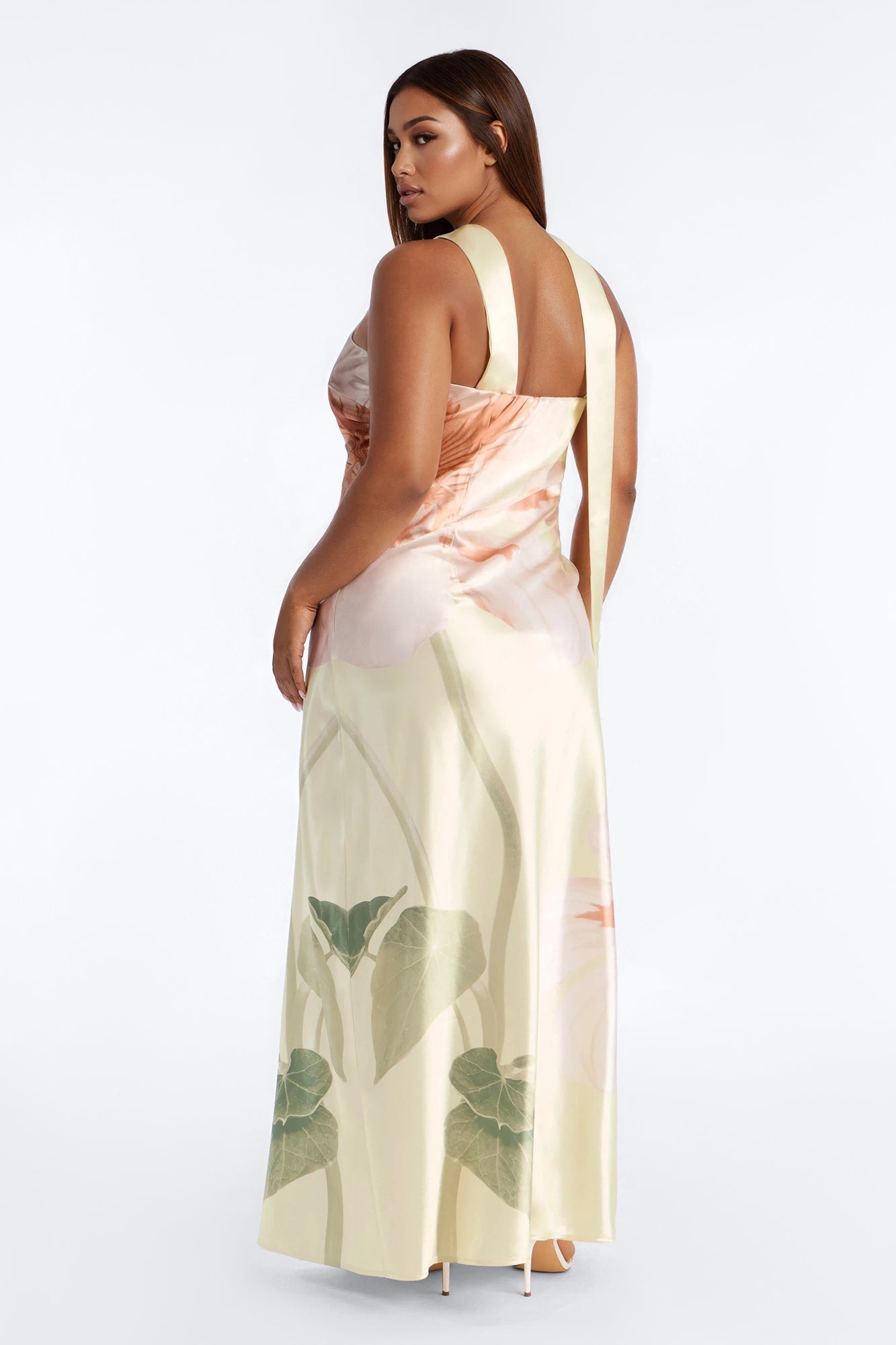 Jelissa Scarf Satin Maxi Dress - Yellow/combo NEWFASHIONEDGE