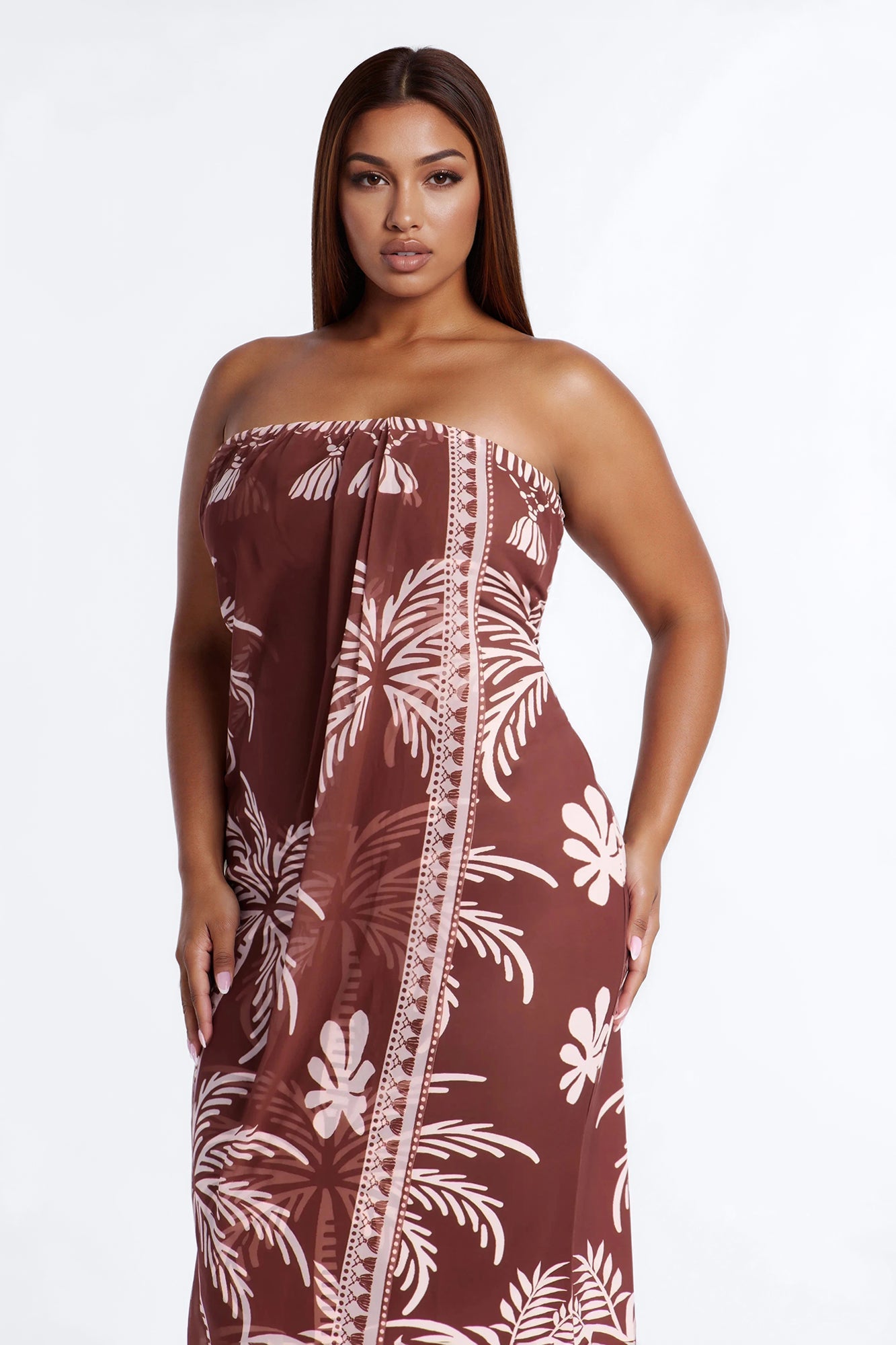 Dorian Strapless Midi Dress - Brown