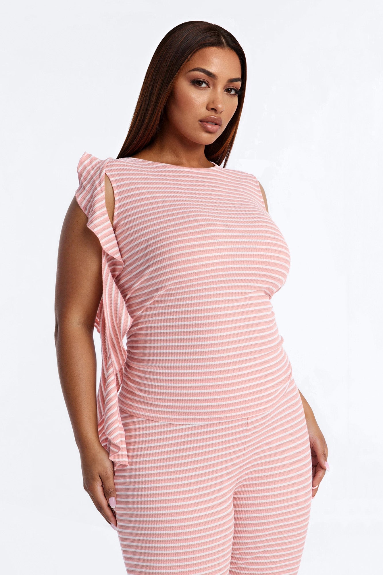 Girl Talk Tie Detail Striped Capri Set - Mauve Fashion Nova