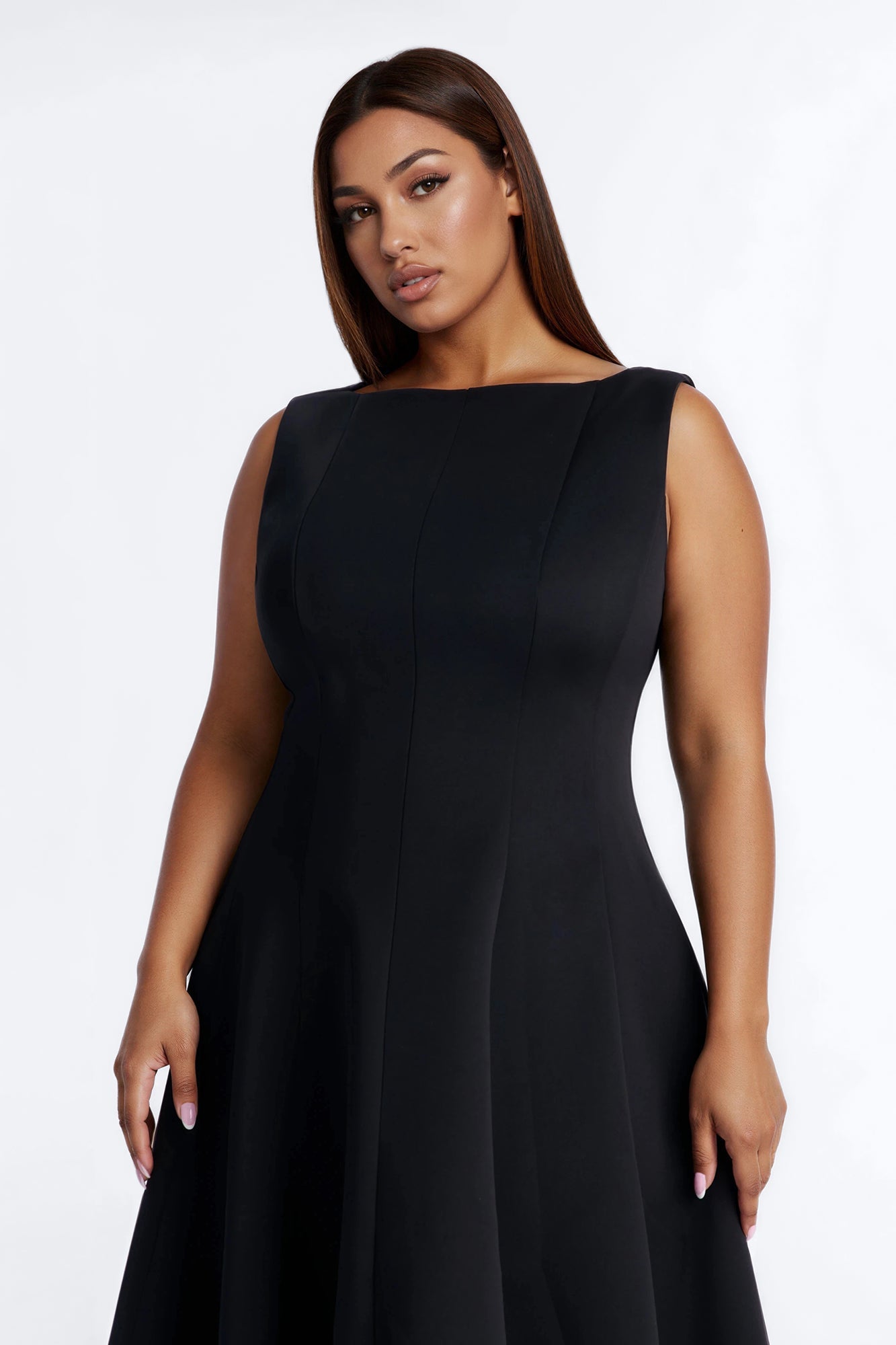 Petite Sweet Sunday Pleated Midi Dress - Black