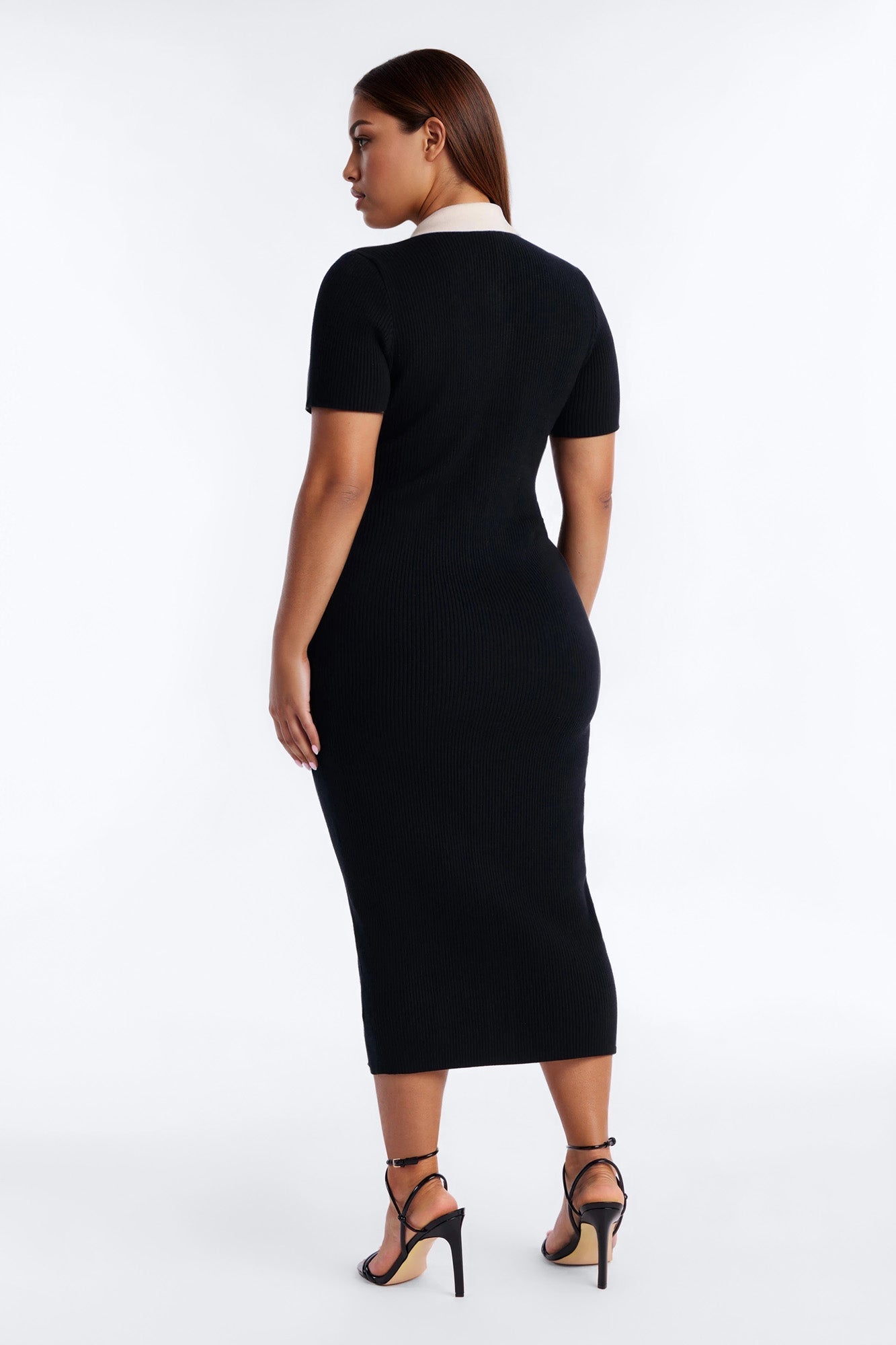 Ciao Bella Short Sleeve Sweater Midi Dress - Black/combo
