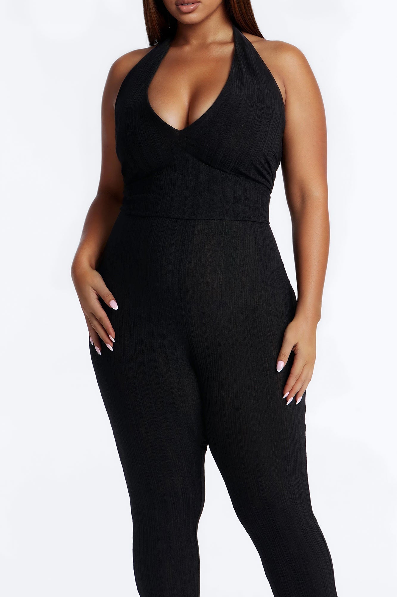Emme Waist Tie Capri Catsuit - Black NEWFASHIONEDGE