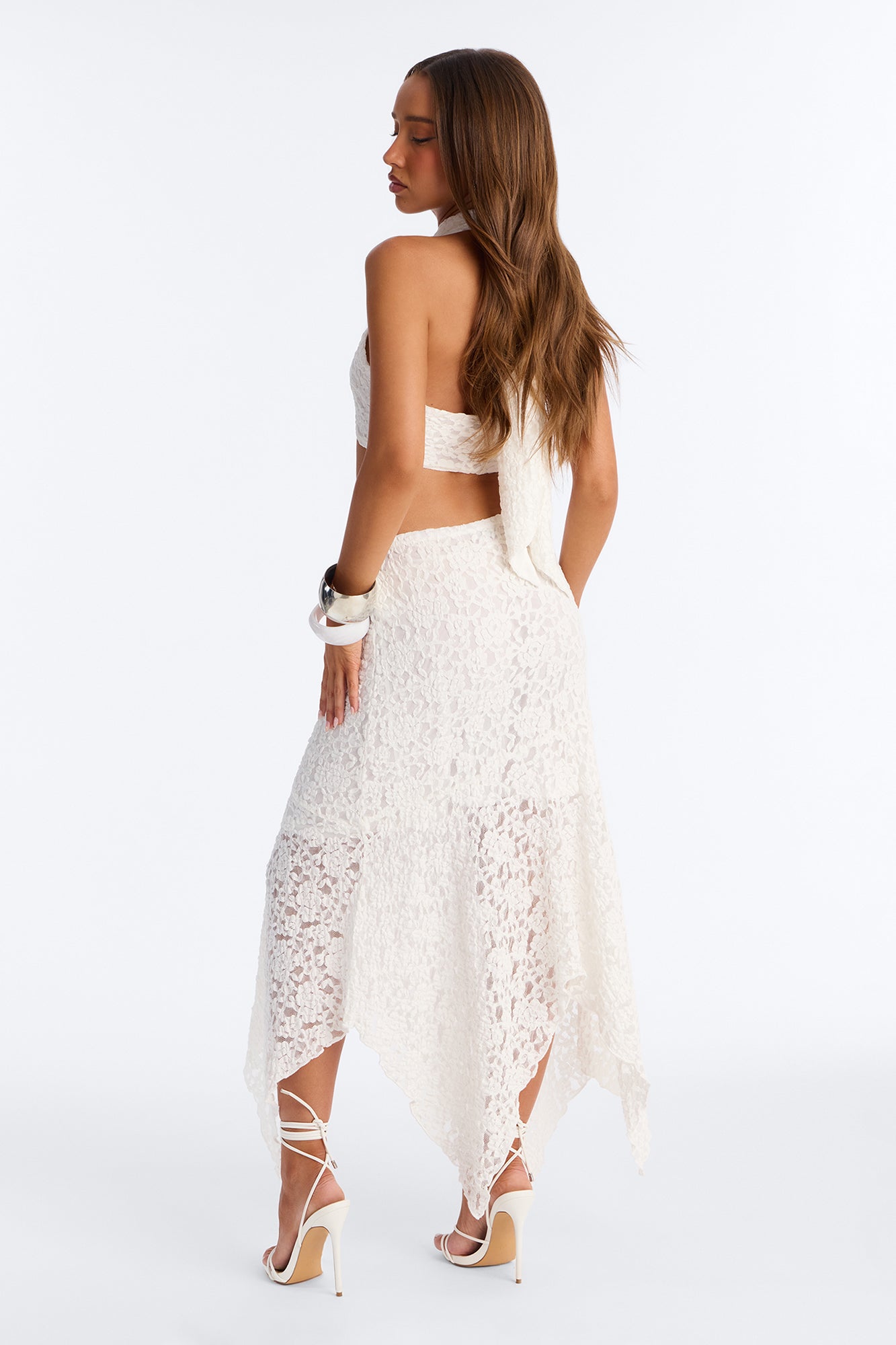 Summer Romance Lace Halter Bra Top - Ivory NEWFASHIONEDGE
