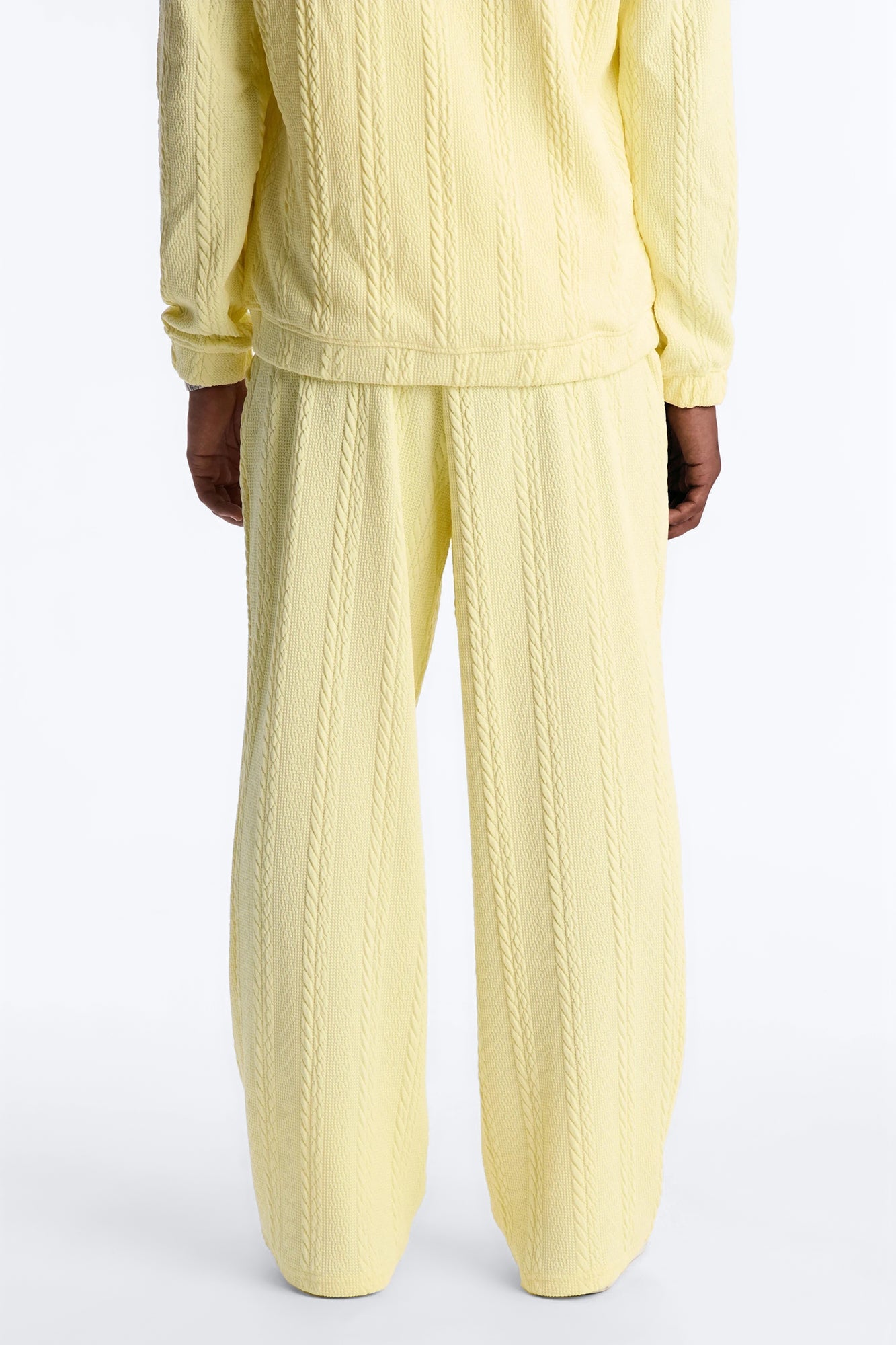 Baggy Textured Cozy Braided Pant - Butter Yellow