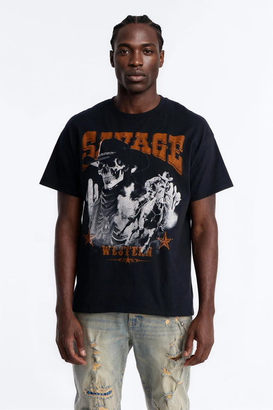 Savage Urban Outlaw Oversized Short Sleeve Tee - Black