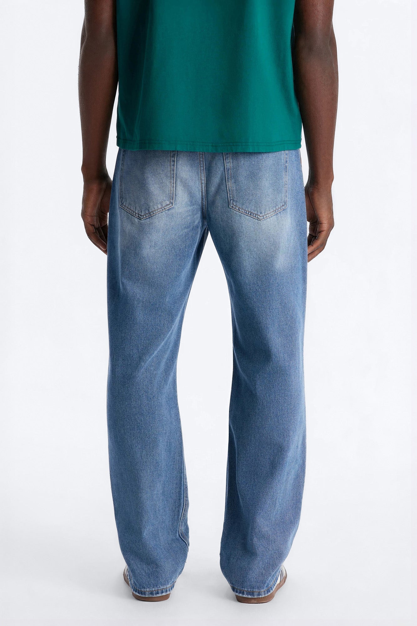 Essential Destroyed Straight Rigid Jean - Medium Blue Wash