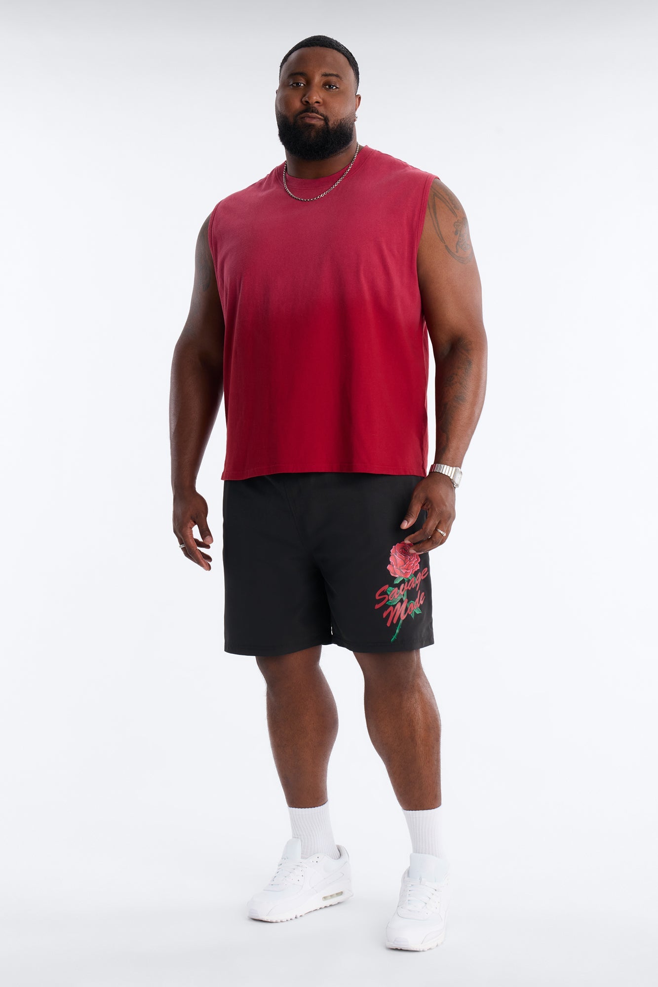 Washed Muscle Tee - Burgundy