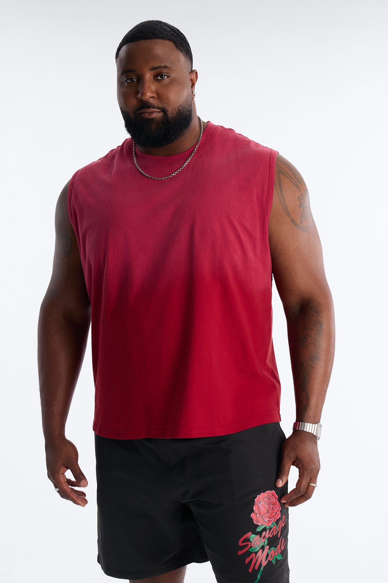 Washed Muscle Tee - Burgundy