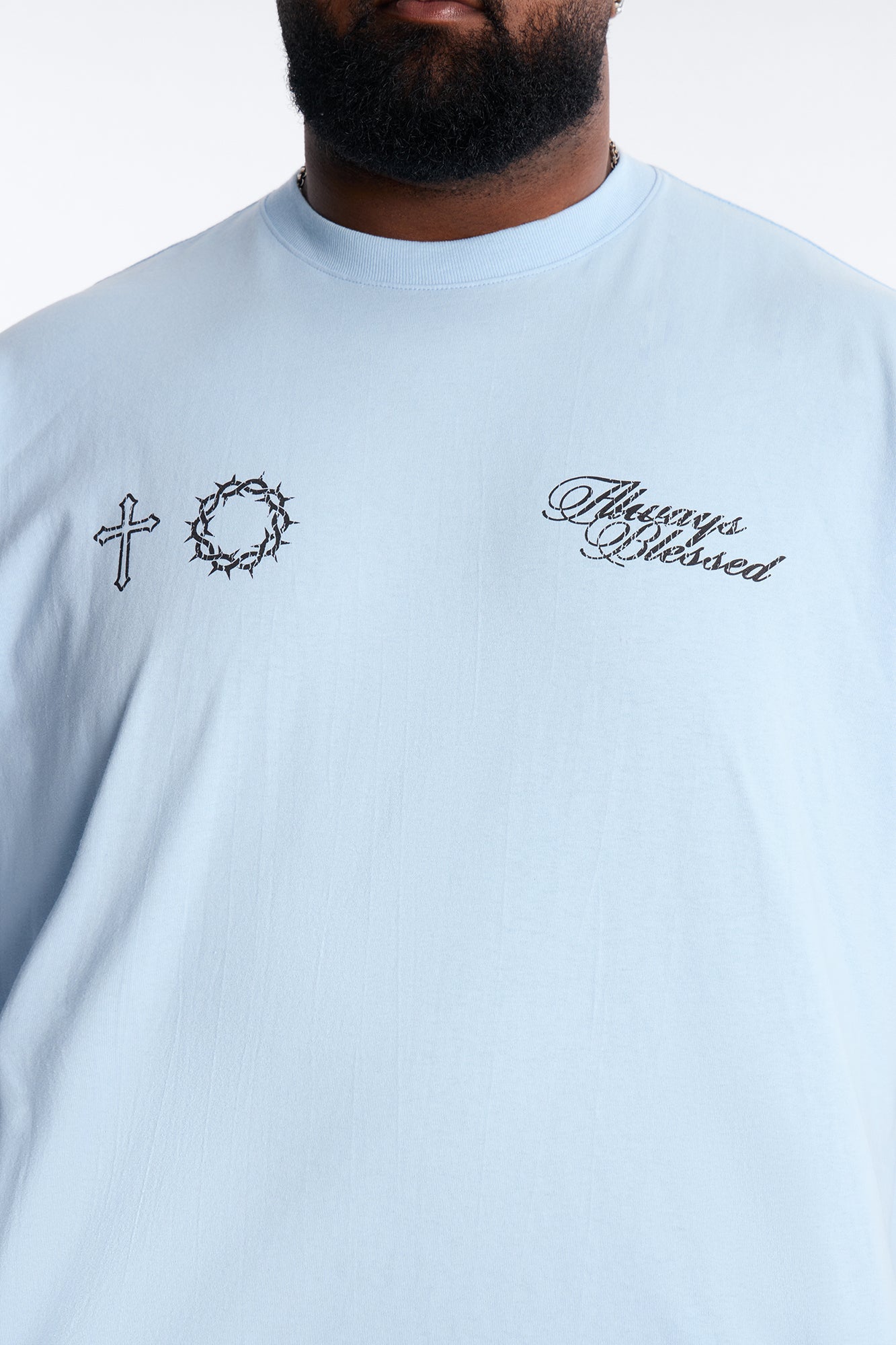 Always Blessed Boxy Short Sleeve Tee - Light Blue