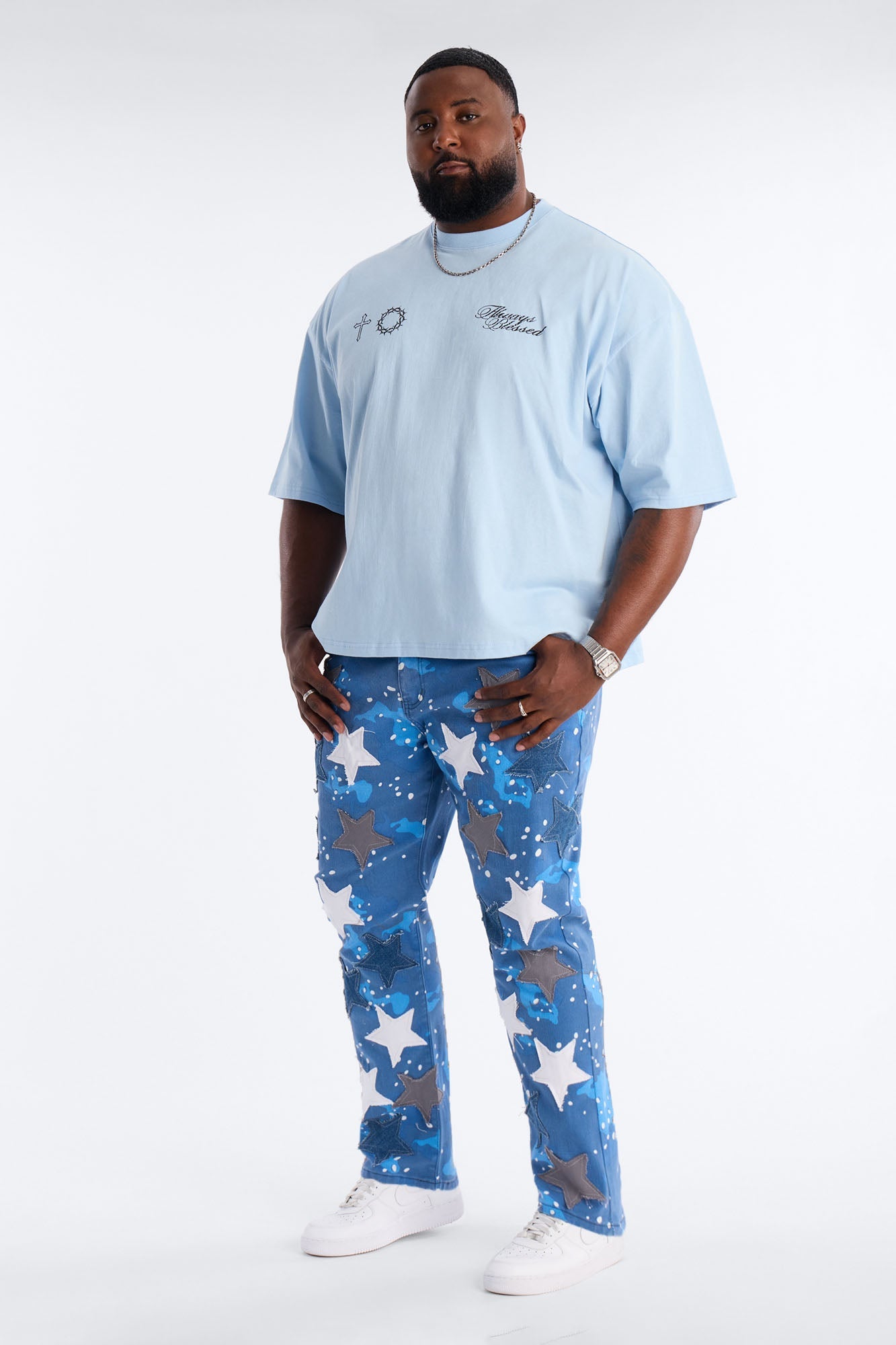 Always Blessed Boxy Short Sleeve Tee - Light Blue