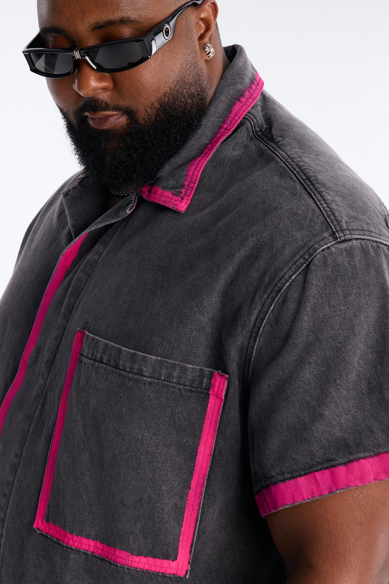 Cropped In My Aura Button Up Shirt - Black Wash