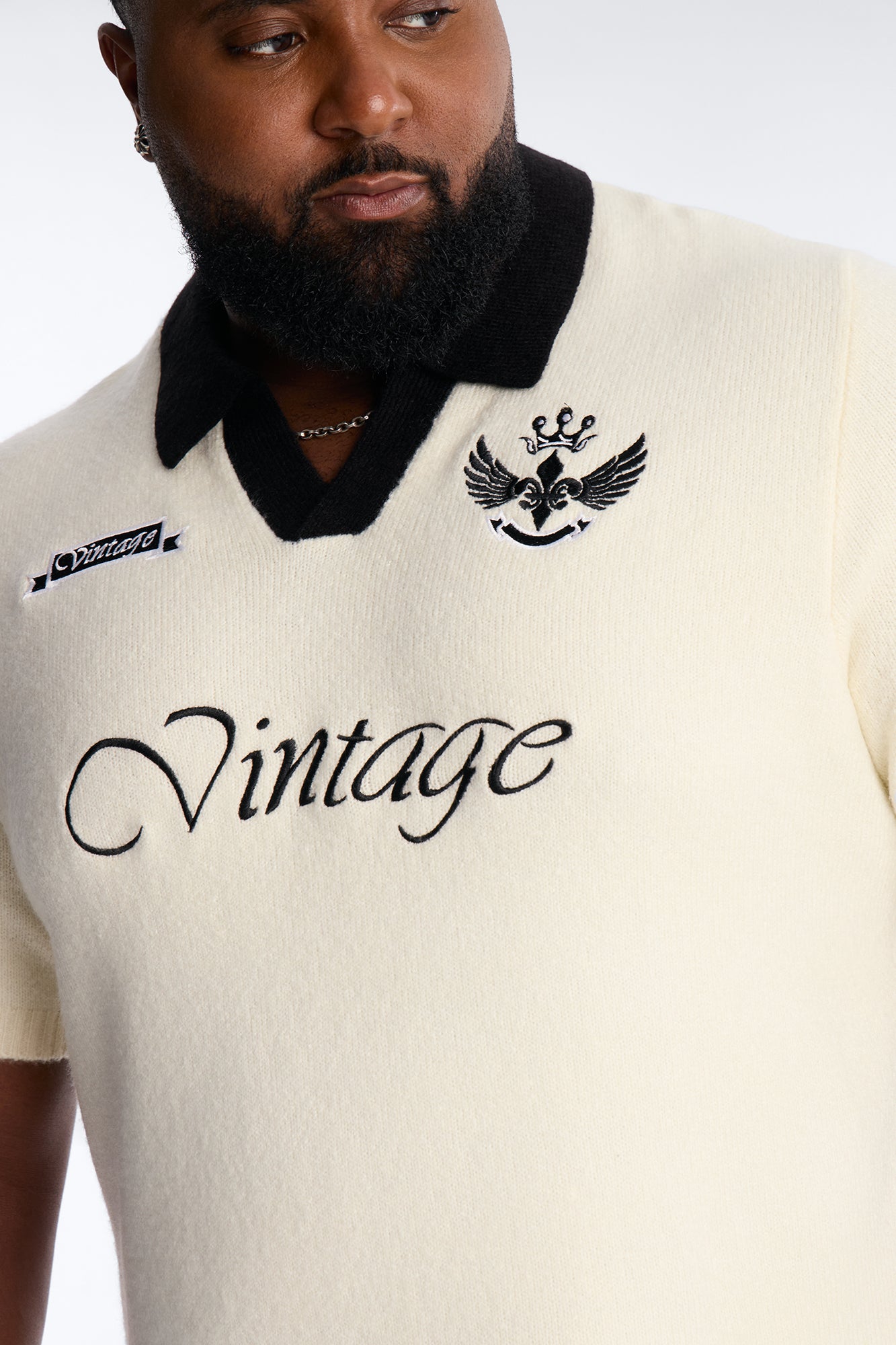 Cambridge Sweater Johnny Collar Polo - Cream