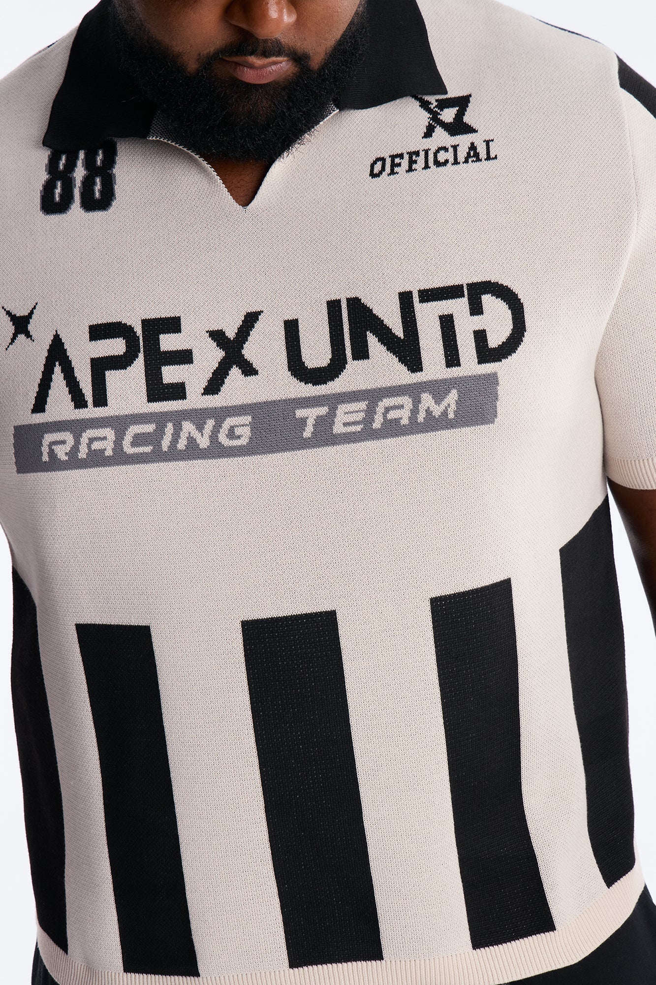 Apex United Johnny Collar Knit Top - Black/combo