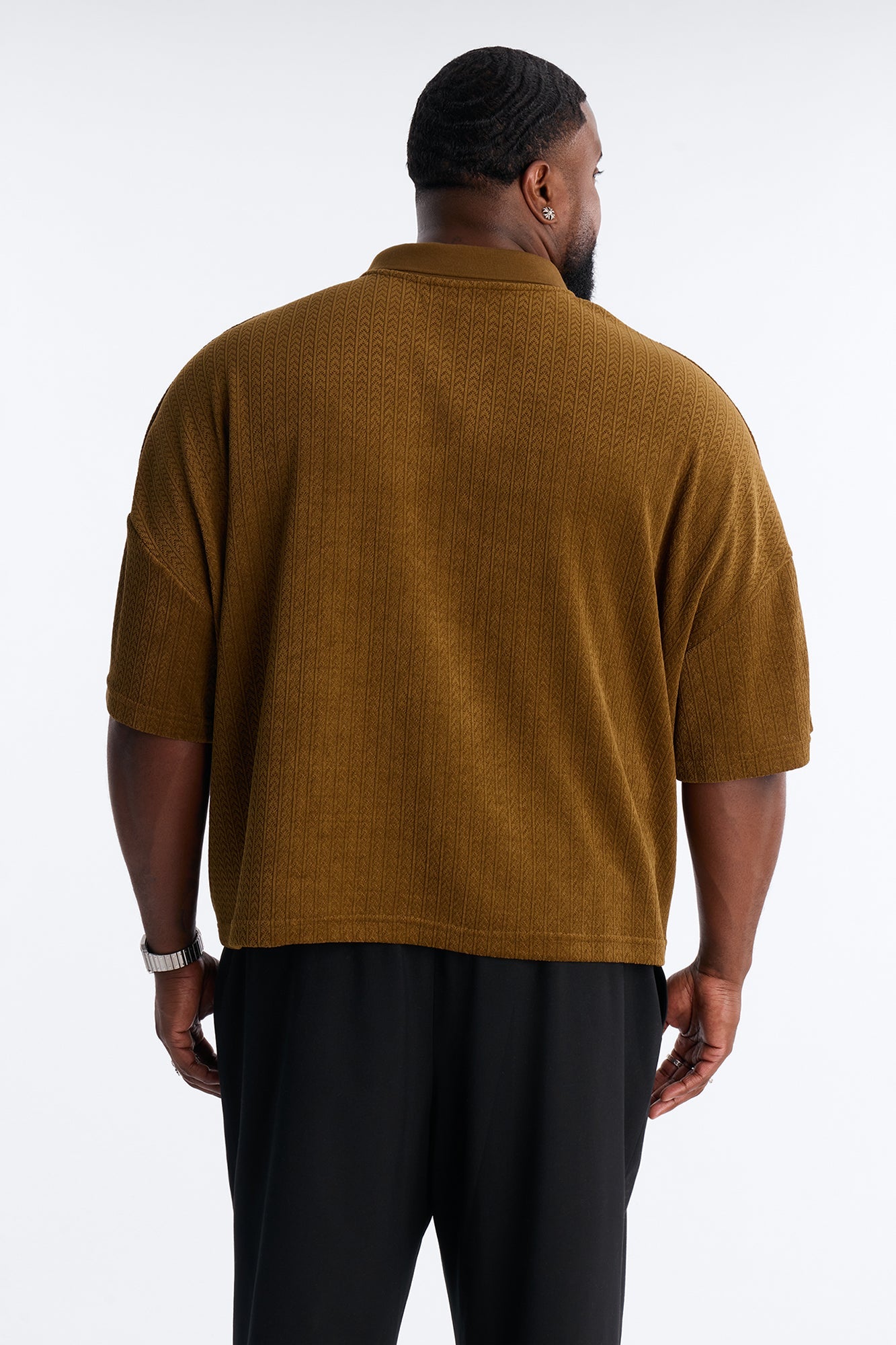 Boxy Cropped Lexington Saints Johnny Collar Polo - Brown