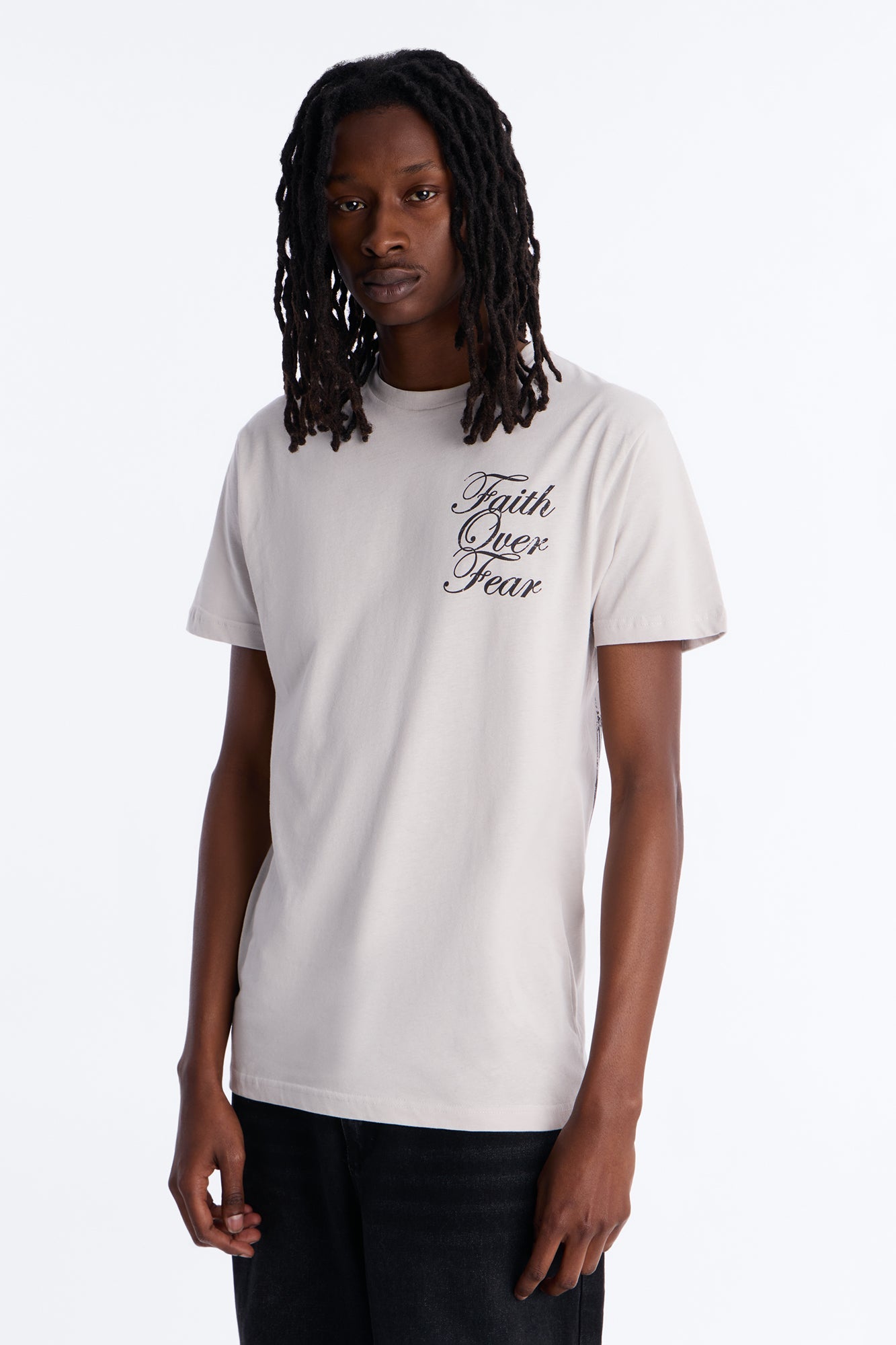 Eternal Faith Over Fear Short Sleeve Tee - Grey