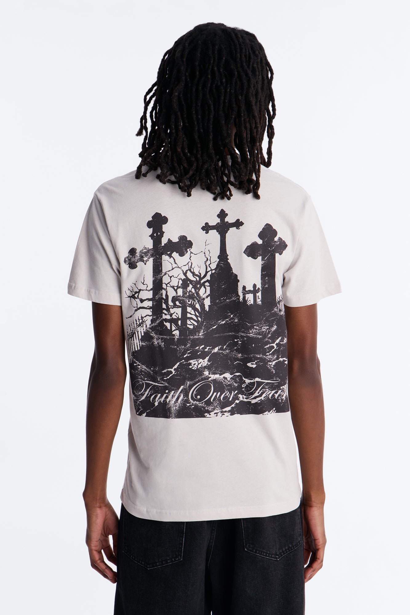 Eternal Faith Over Fear Short Sleeve Tee - Grey