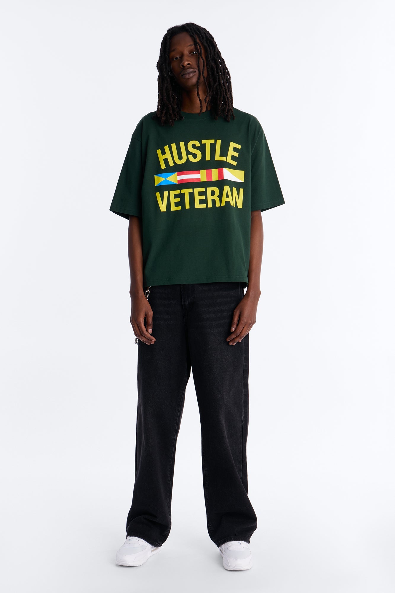 Hustle Veteran Boxy Short Sleeve Tee - Green