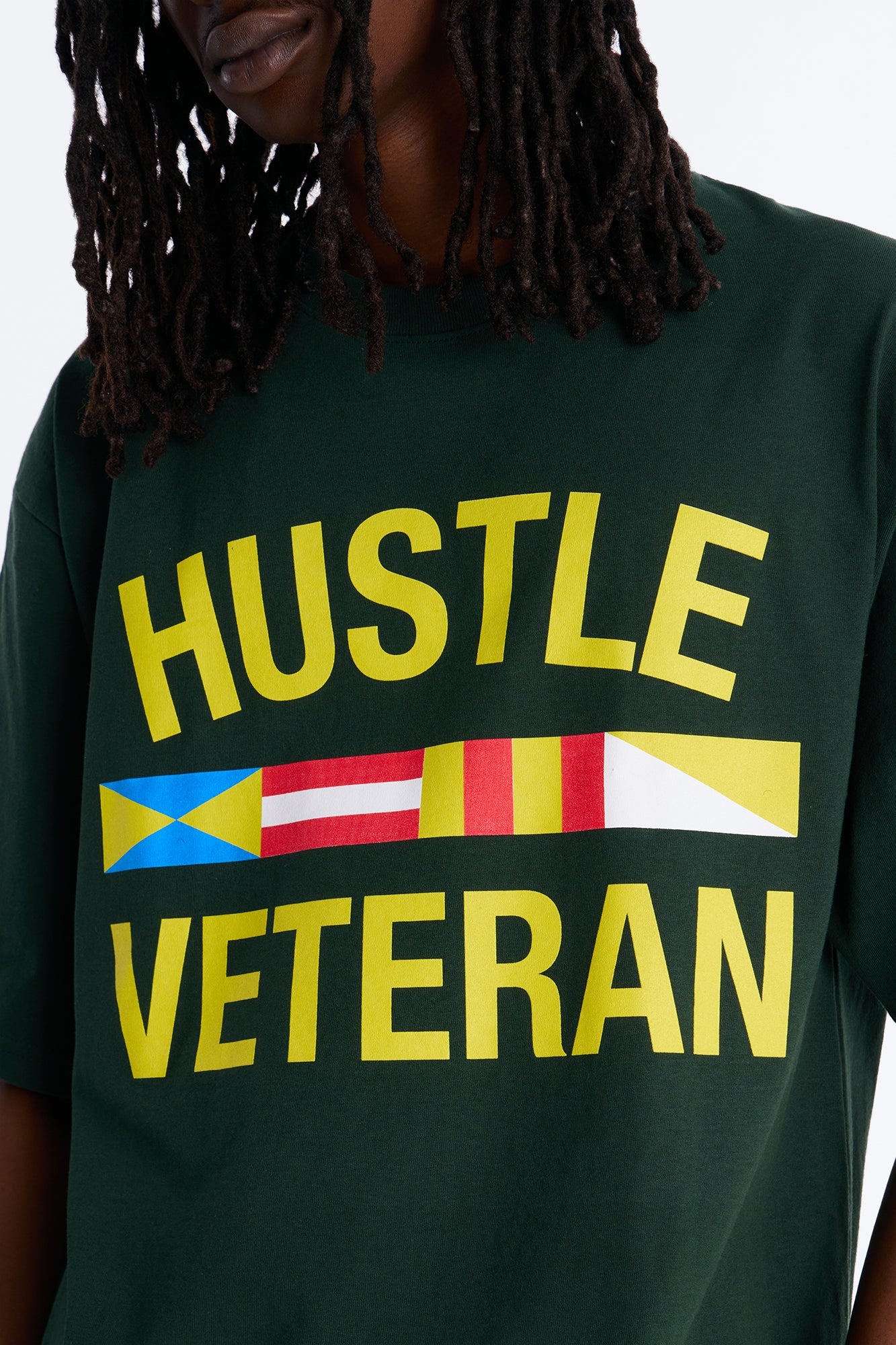 Hustle Veteran Boxy Short Sleeve Tee - Green