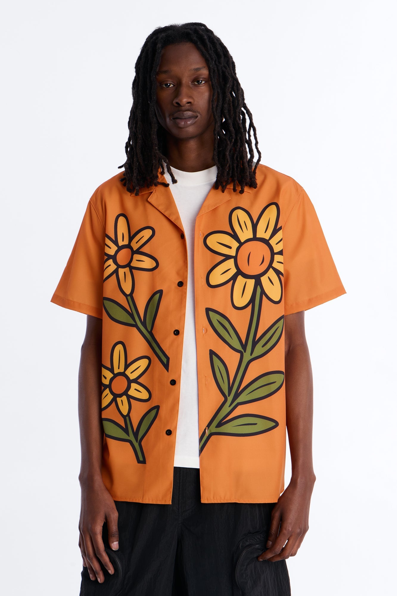 Relaxed Golden Sunshine Petals Button Up Shirt - Orange