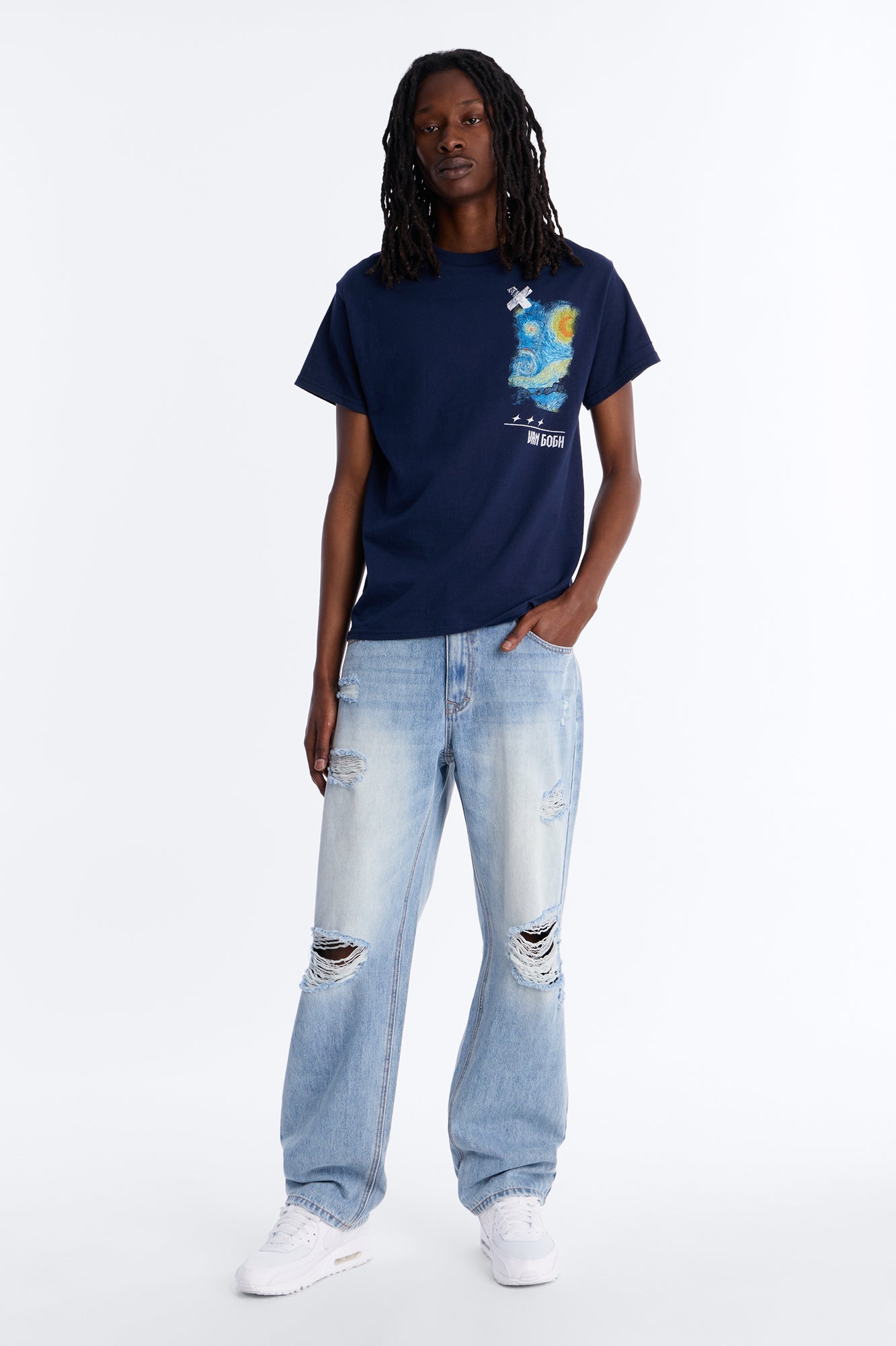 Van Gogh Stars Don't Sleep Short Sleeve Tee - Navy