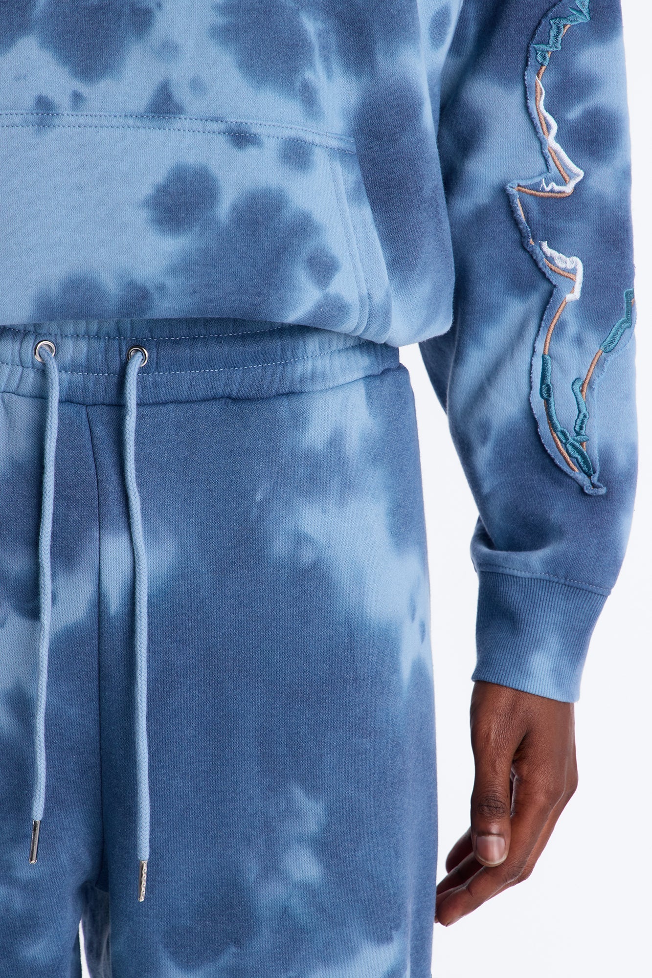 Baggy Von Dutch Outlaw Bleach Dyed Raw Edge Sweatpants - Blue