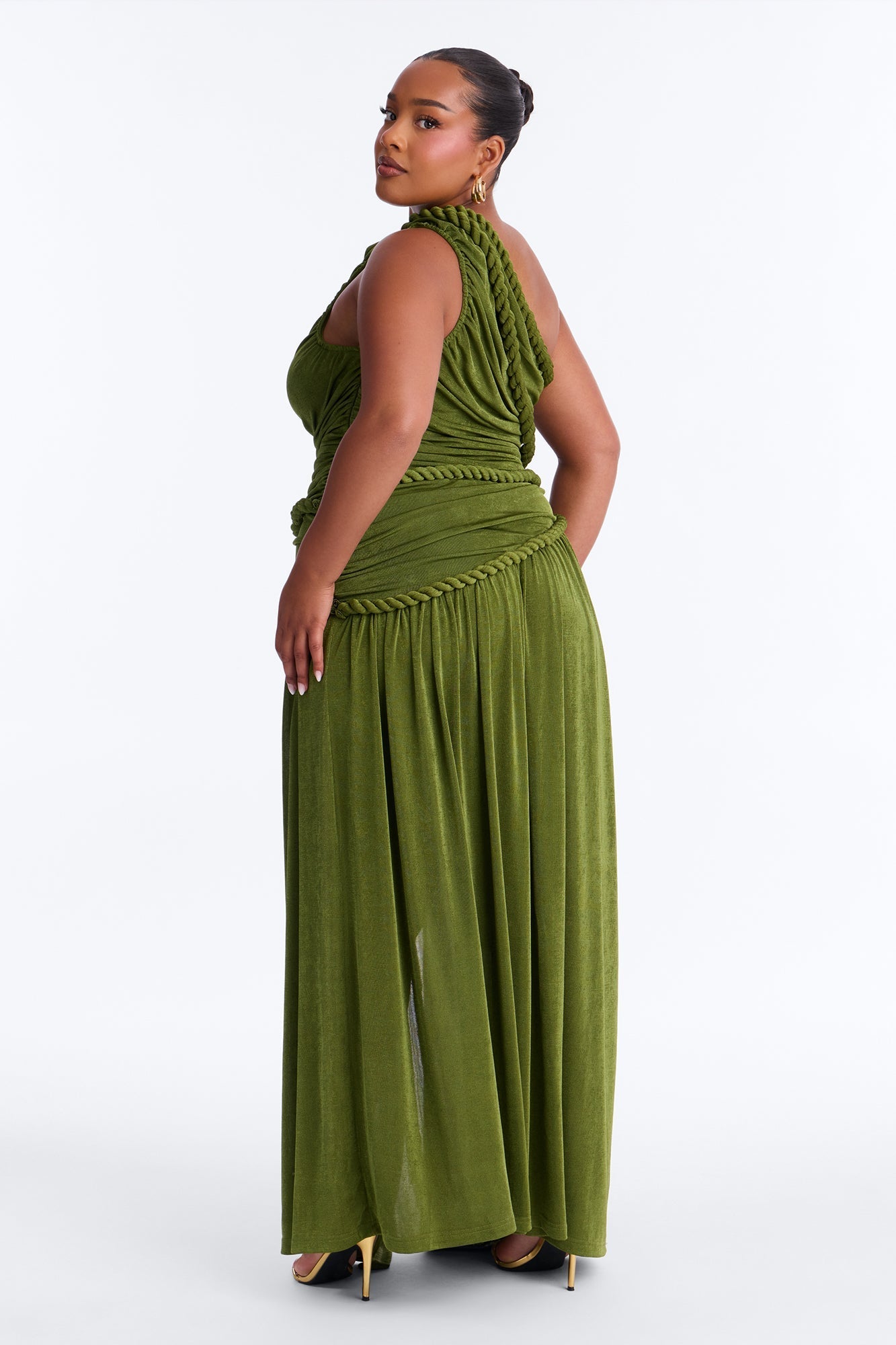 Corina Twist Slinky Maxi Dress - Olive NEWFASHIONEDGE