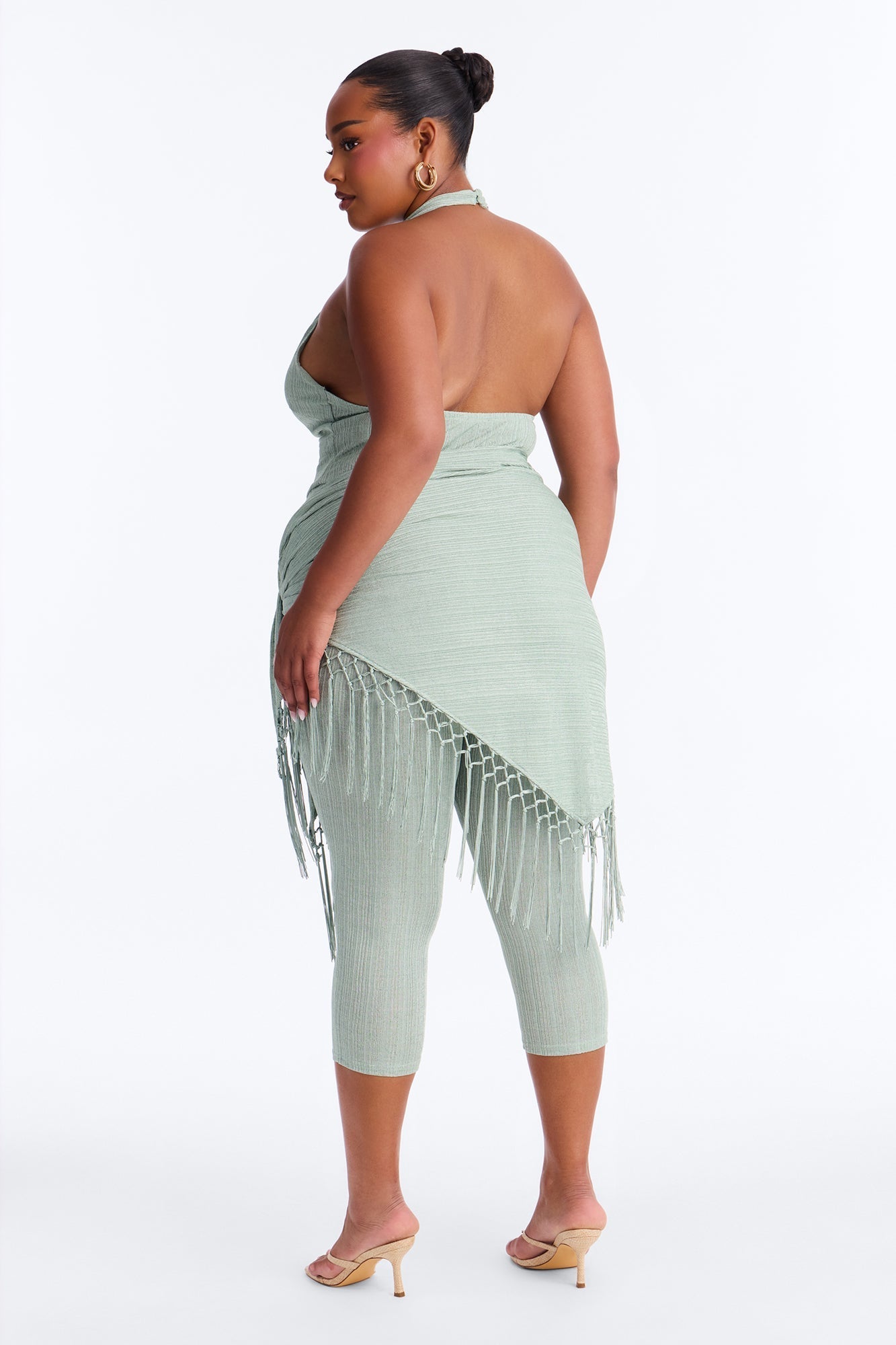 Emme Waist Tie Capri Catsuit - Sage NEWFASHIONEDGE
