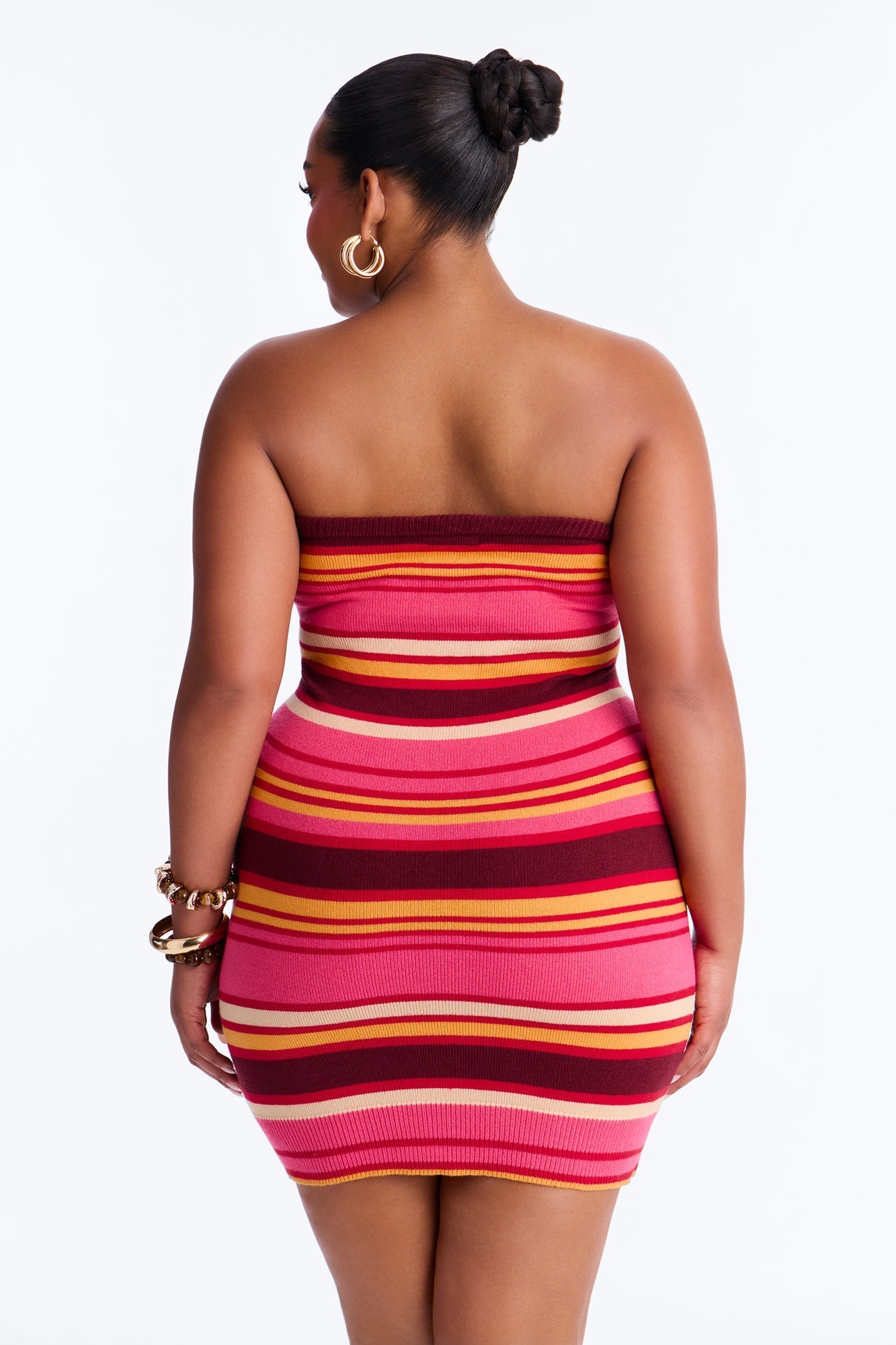 Glow Up Strapless Sweater Mini Dress - Burgundy/combo NEWFASHIONEDGE