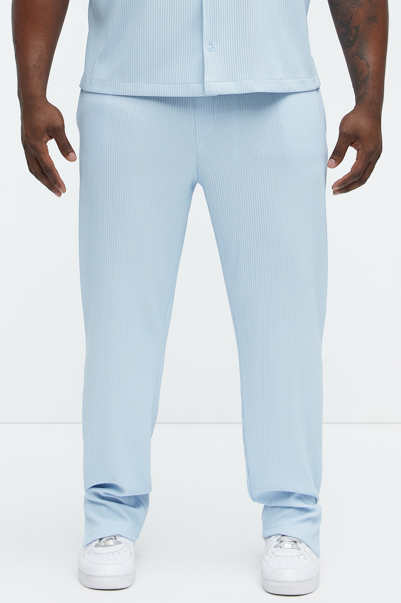 Show Up Slim Slit Pants - Light Blue