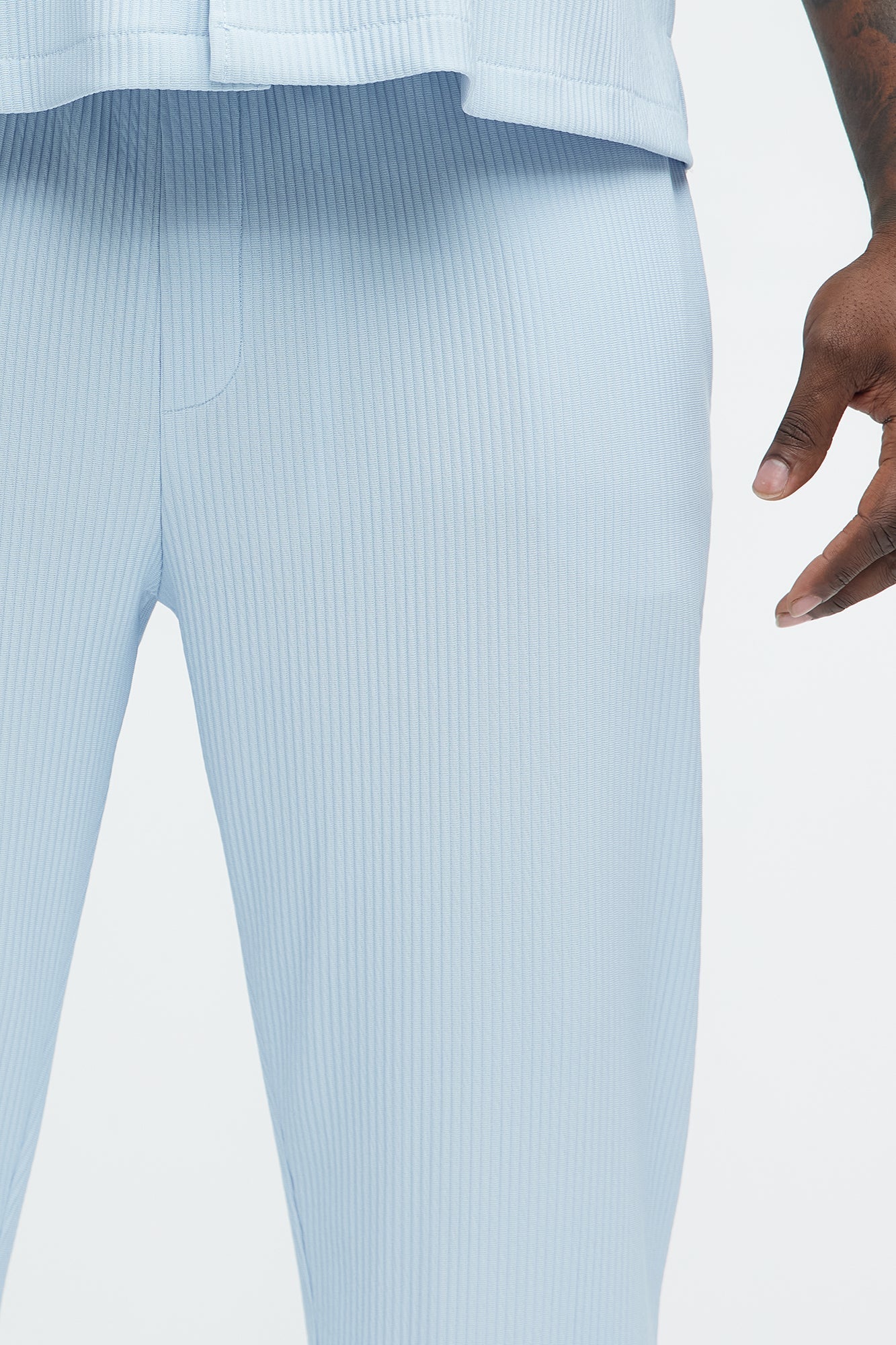 Show Up Slim Slit Pants - Light Blue