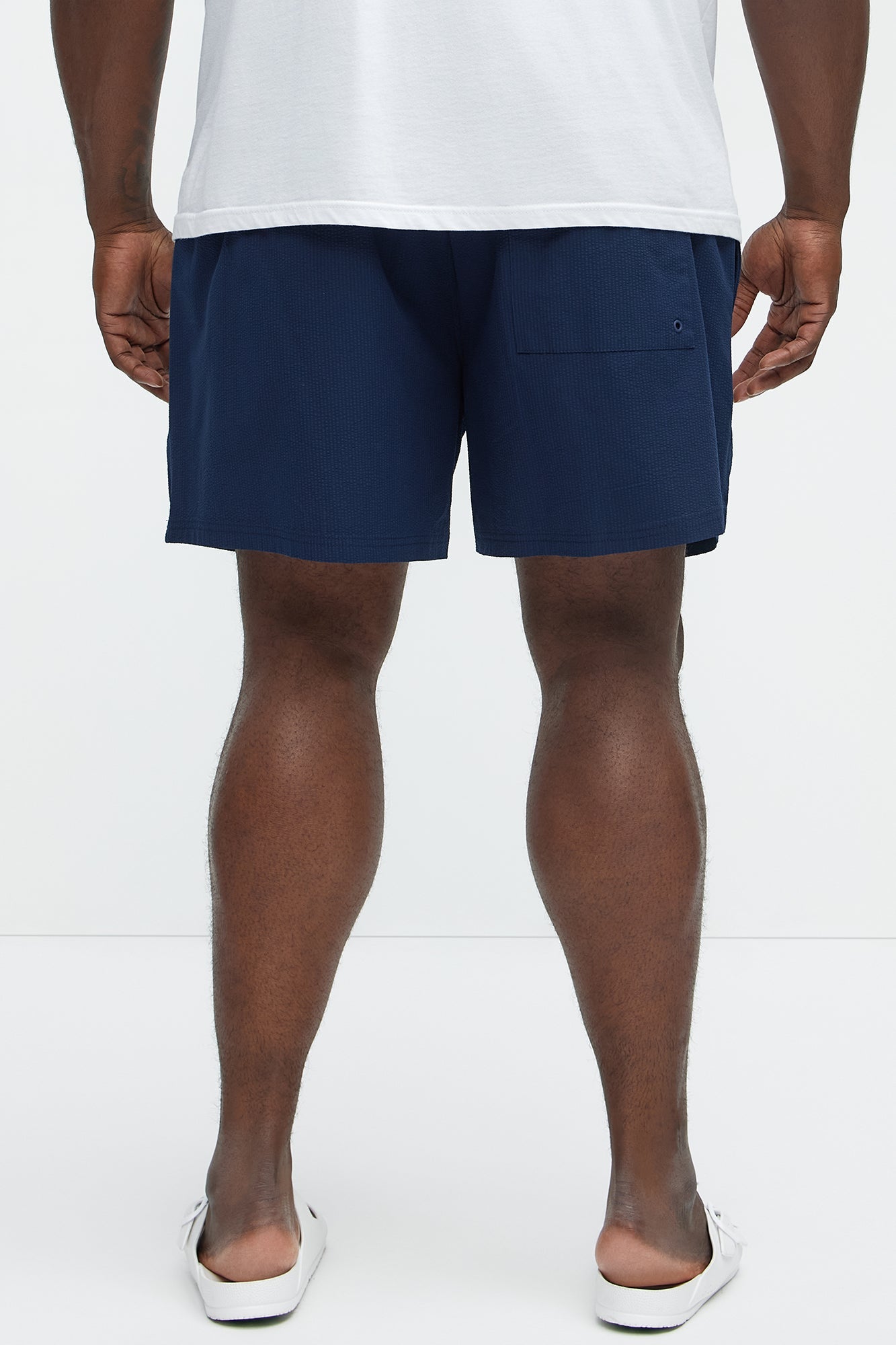 Seersucker Swim Trunk 6″ - Navy